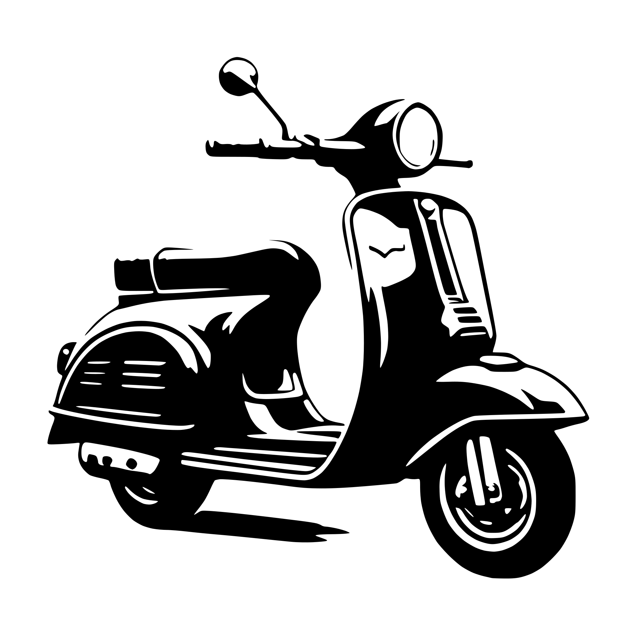 AI-generated SVG of 'Iris in a vespa'