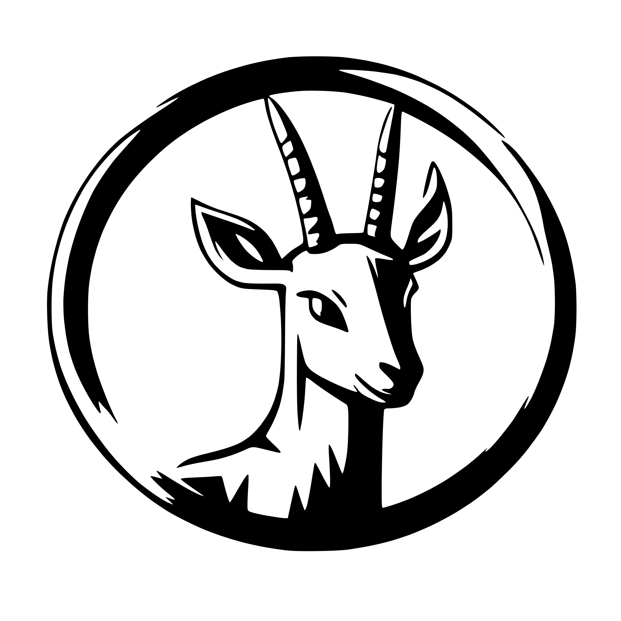 AI-generated SVG of 'gazelle head silhouette inside a circle'