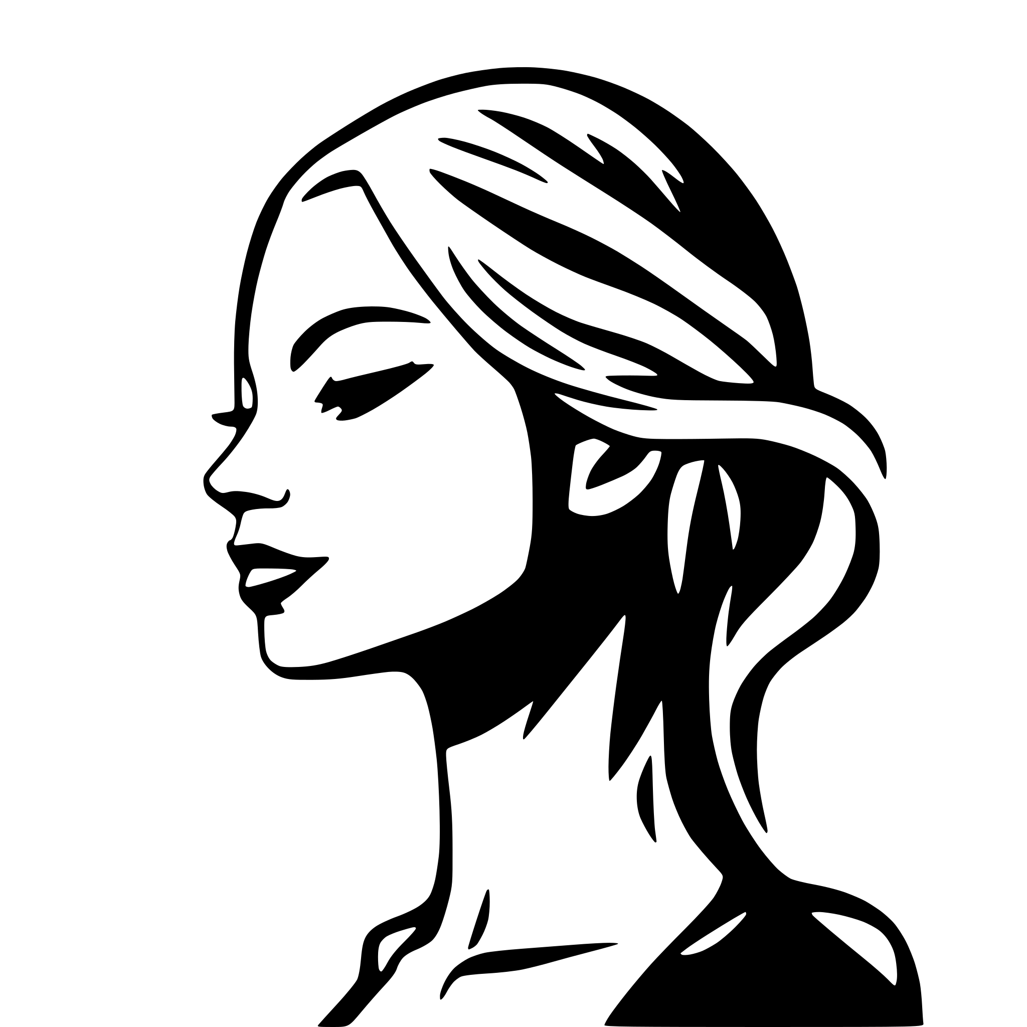 AI-generated SVG of a woman face, side view, sharp, kiss from lips, closed eyes, long straight hair, seductive, sexy