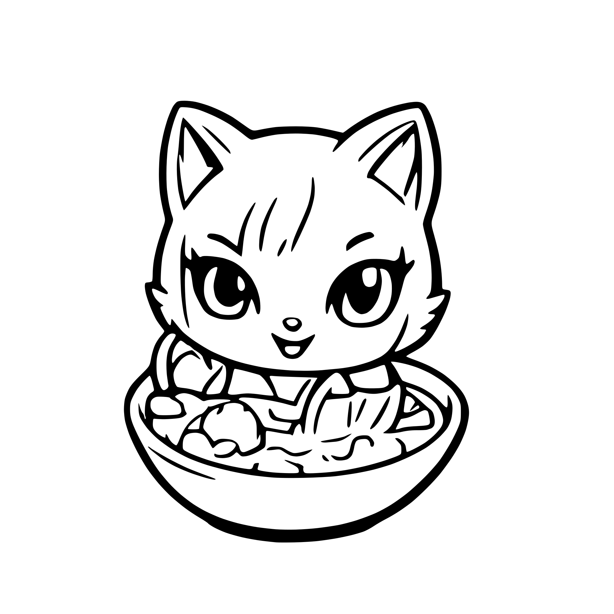 AI-generated SVG of a chibi kitties and soup