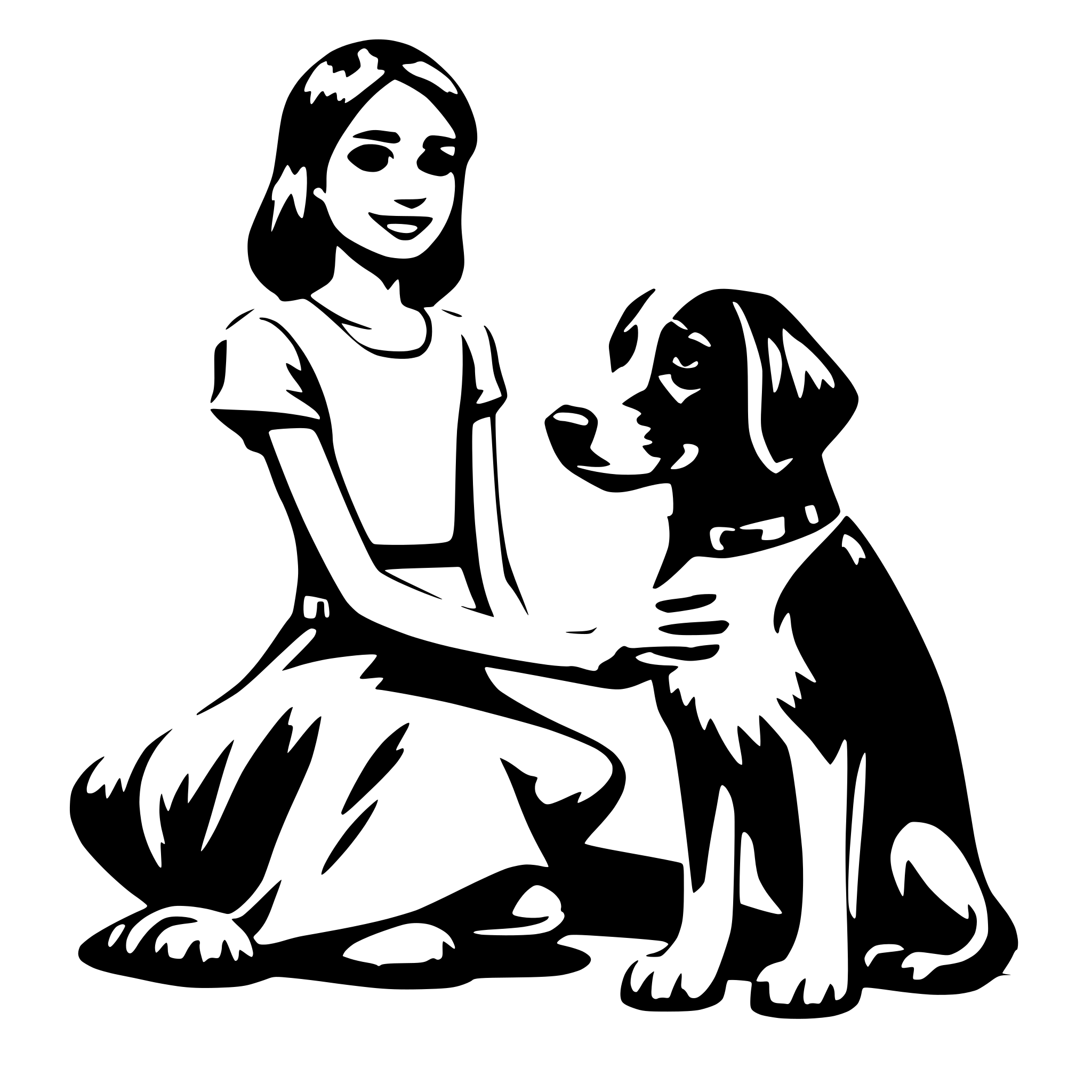 AI-generated SVG of 'girl width a dog'
