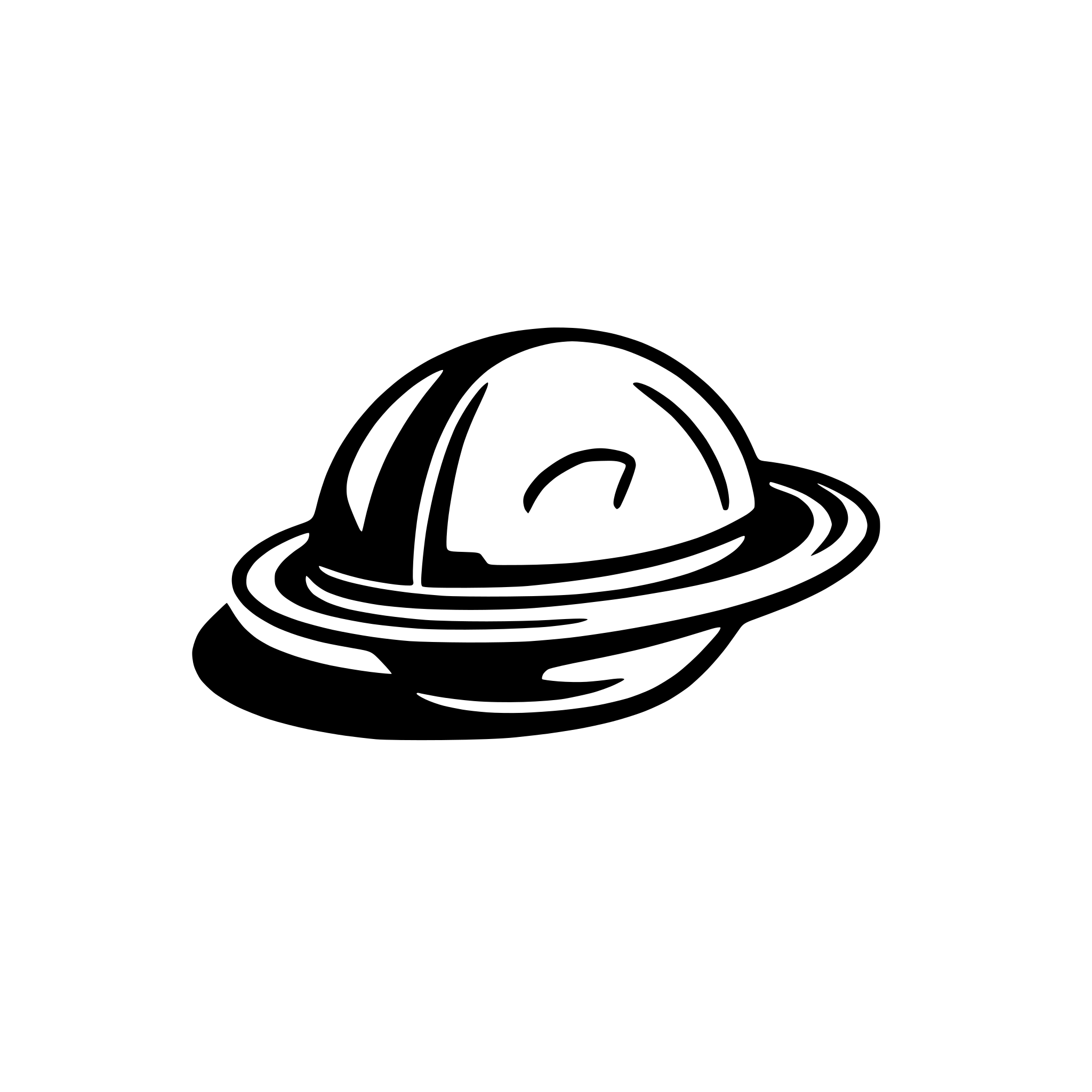 AI-generated SVG of a dumpling + saturn, white logo, rotate 45 degrees