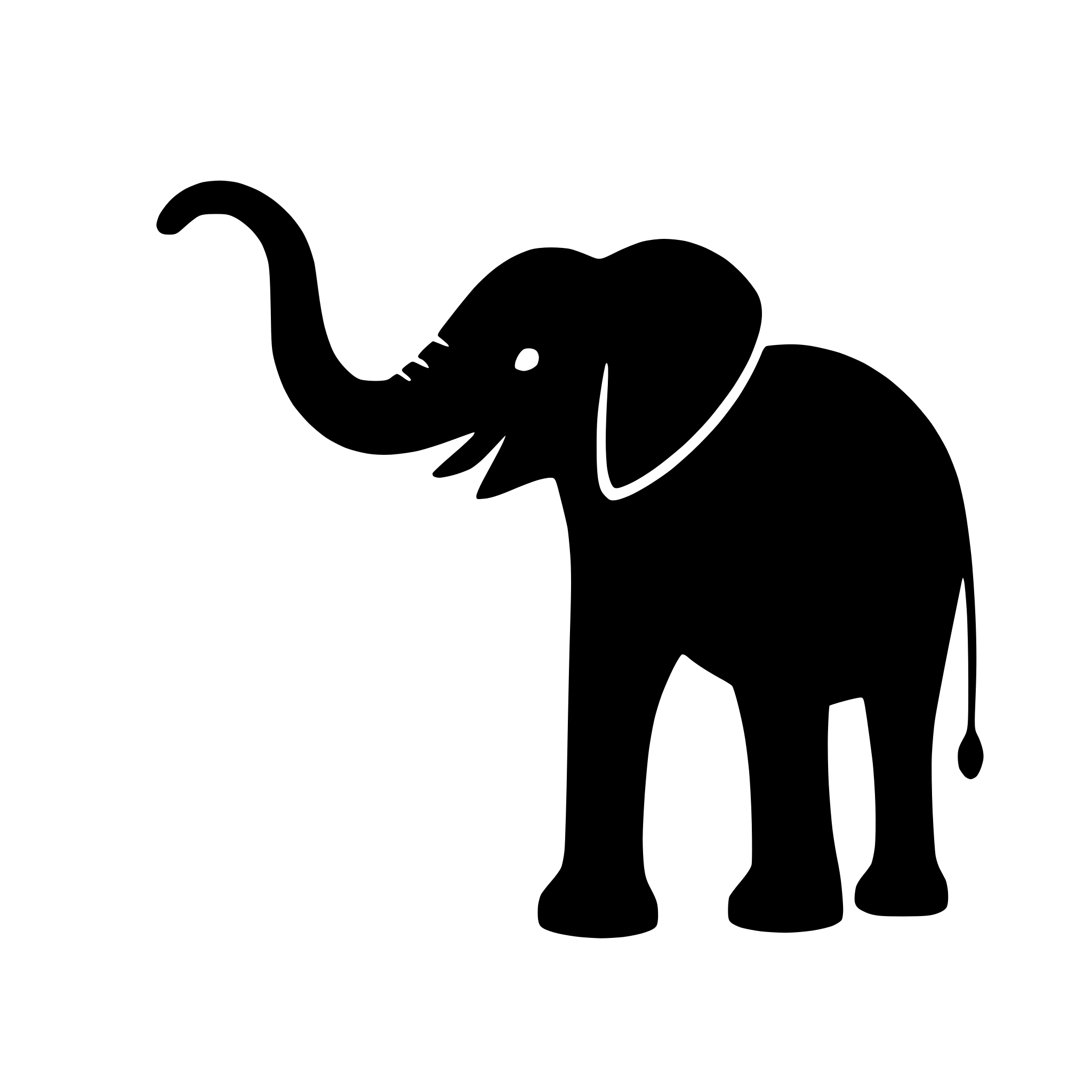 AI-generated SVG of 'elephant with trunk raised'