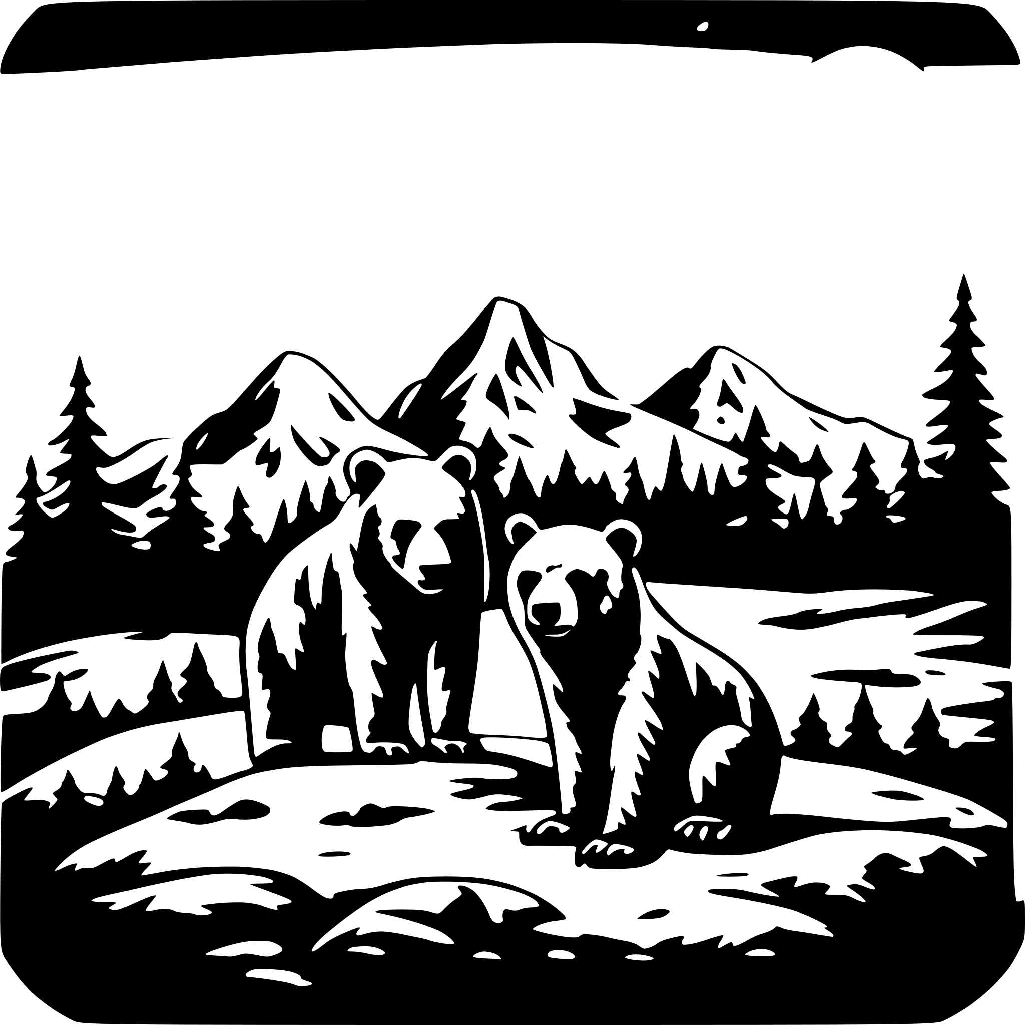 AI-generated SVG of a bear mountains forest moon cubs