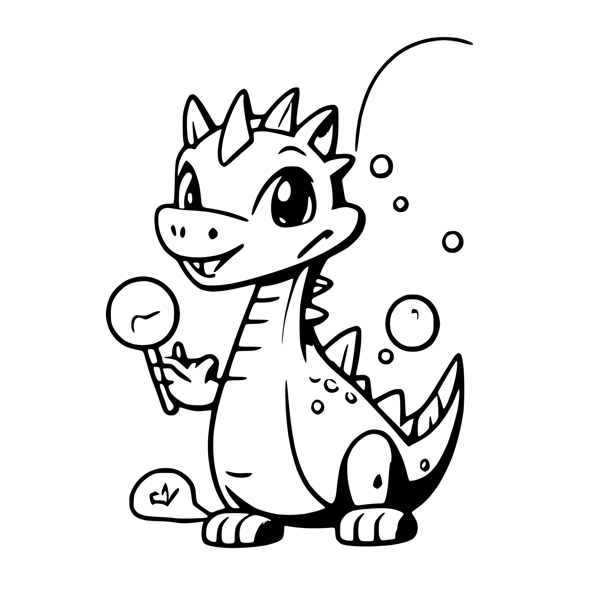 AI-generated SVG of 'a friendly dragon blowing bubbles'