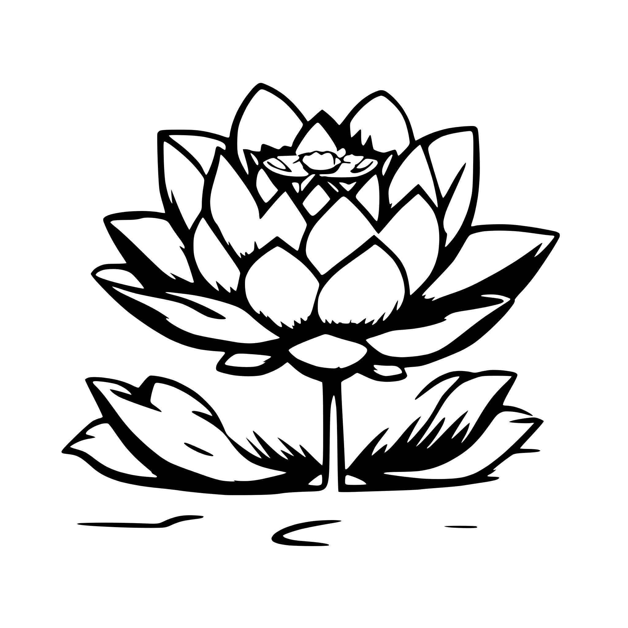 AI-generated SVG of a Outline Lotus Minimal Luxury Thai