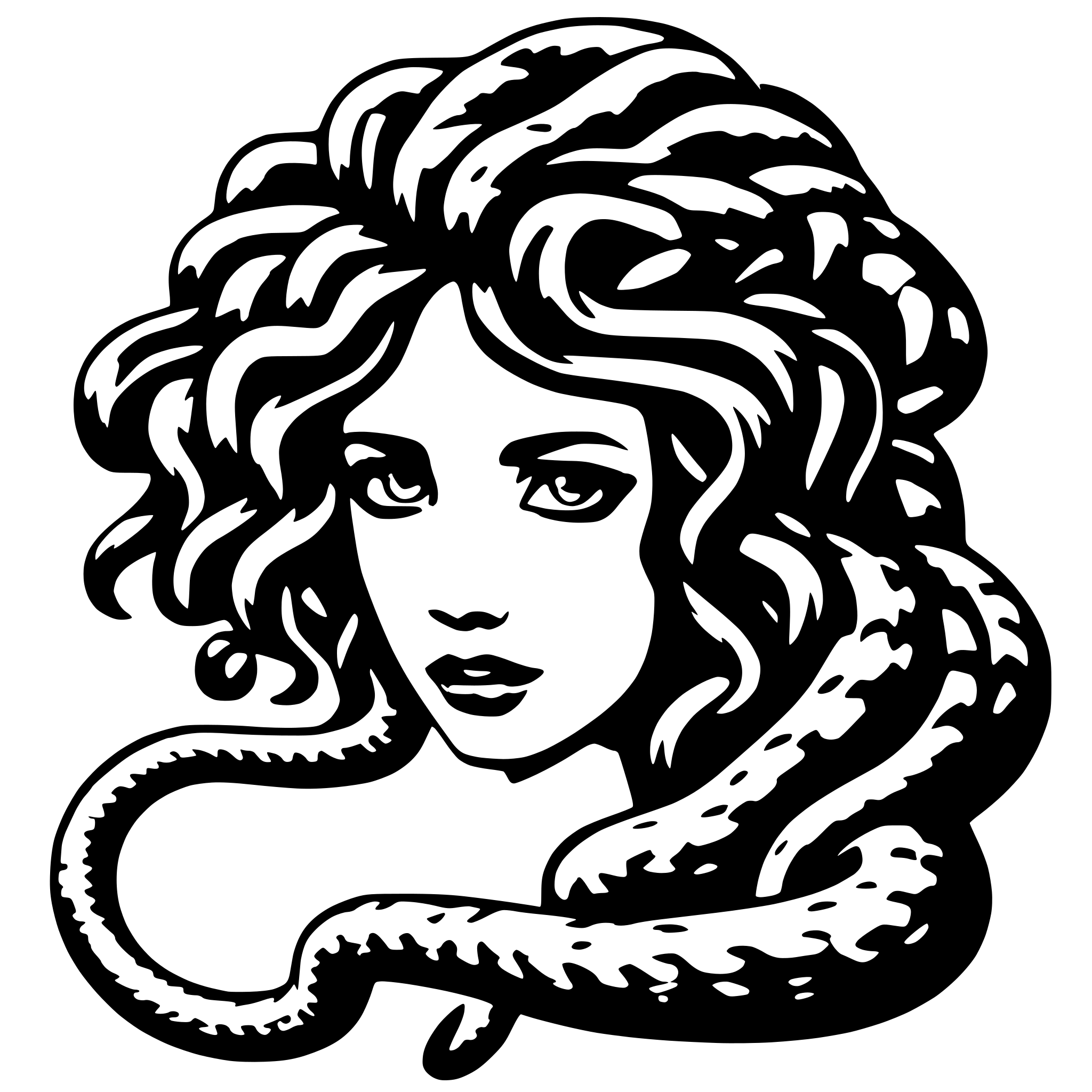 AI-generated SVG of a Medusa hair snakes