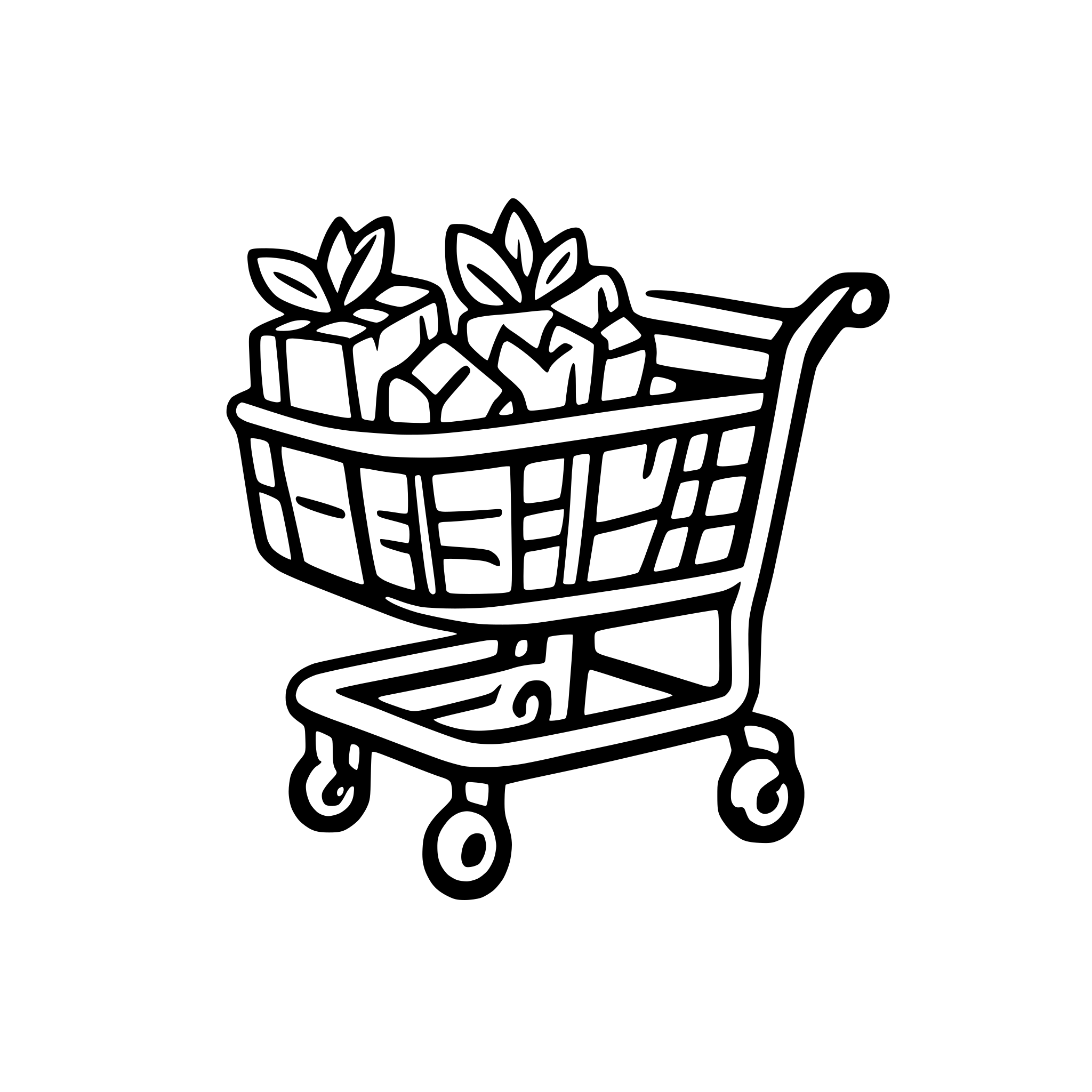 AI-generated SVG of a shopping cart in 2.5D style full of healthy tasty grocery