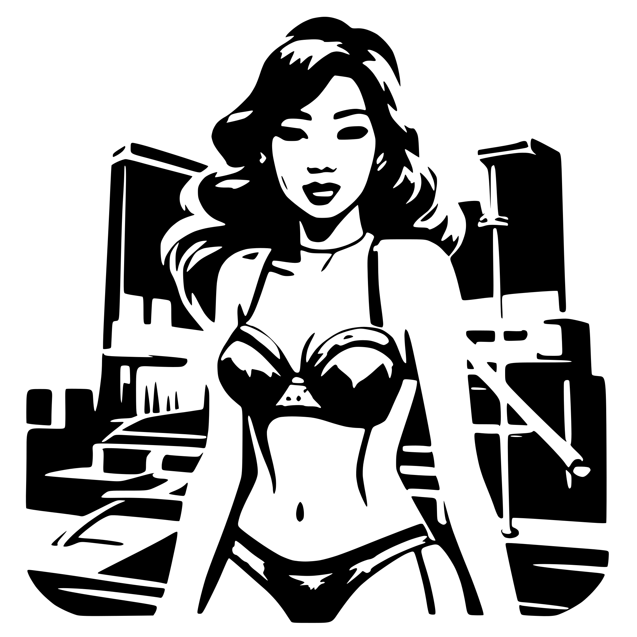 AI-generated SVG of a An Asian lingerie model with unlimited performance on stage, glamour