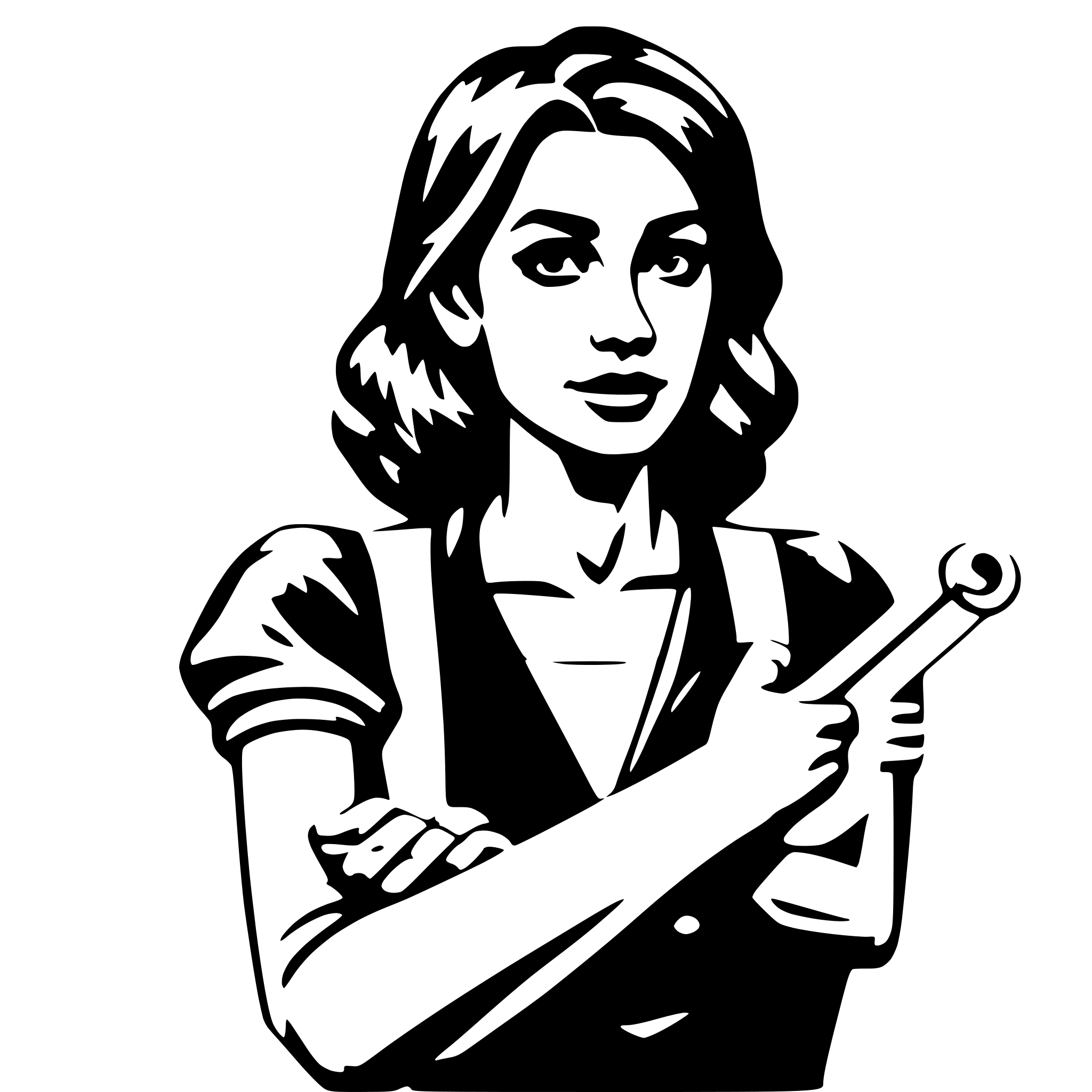 AI-generated SVG of 'Generate a portrait of a strong woman crossing her arms and holding a rolling pin in her right hand.'