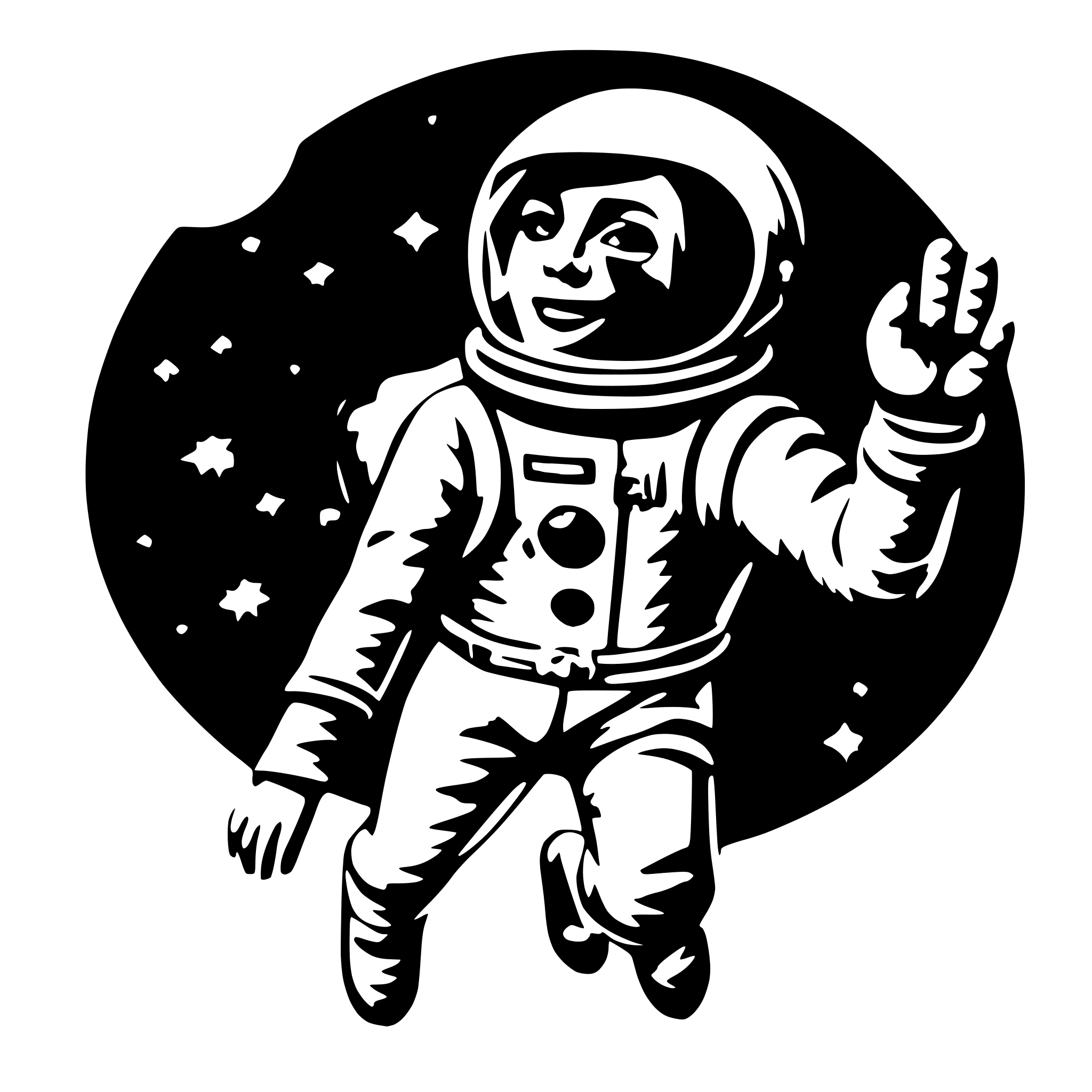 AI-generated SVG of a An astronaut flying in space