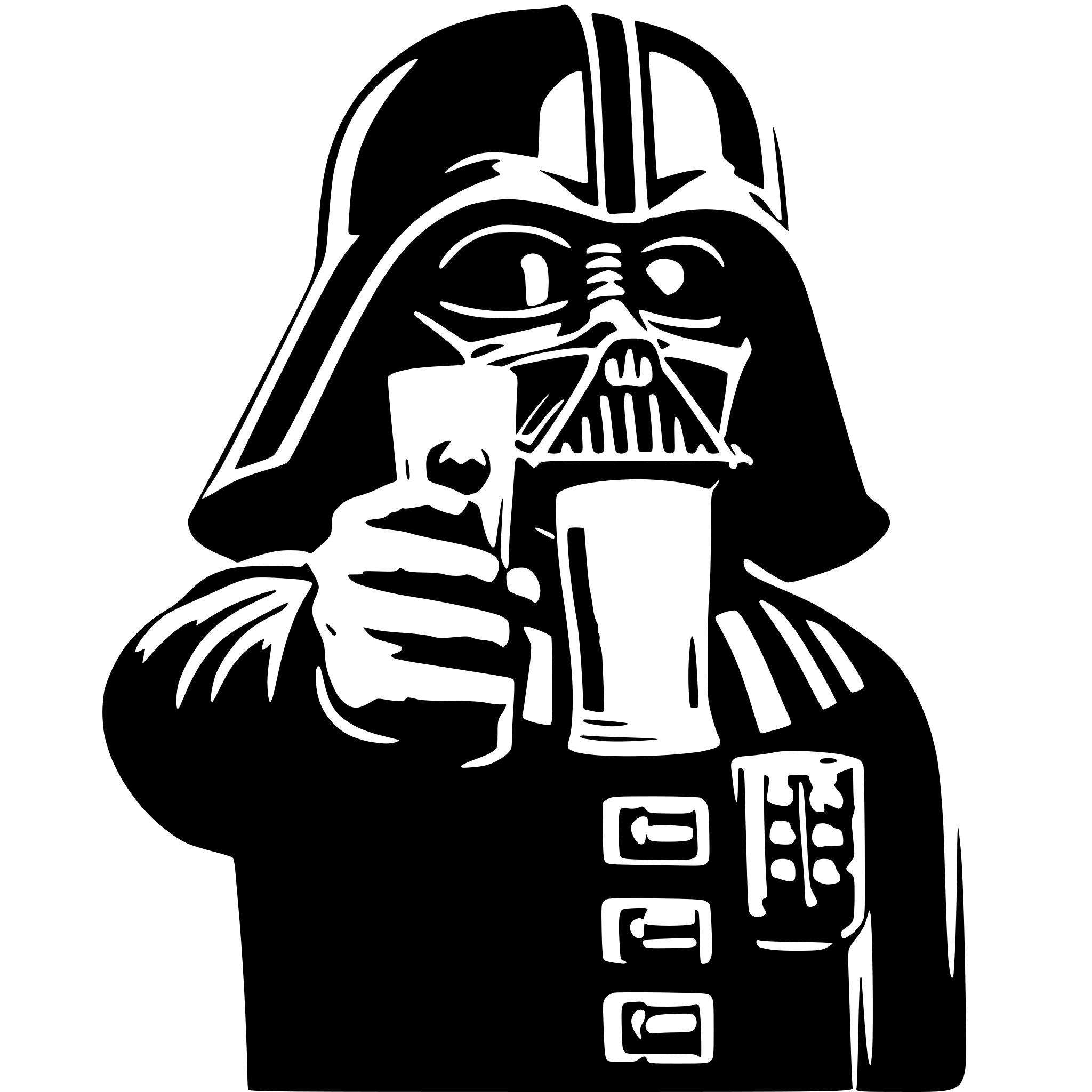 AI-generated SVG of a dark vador holding a beer