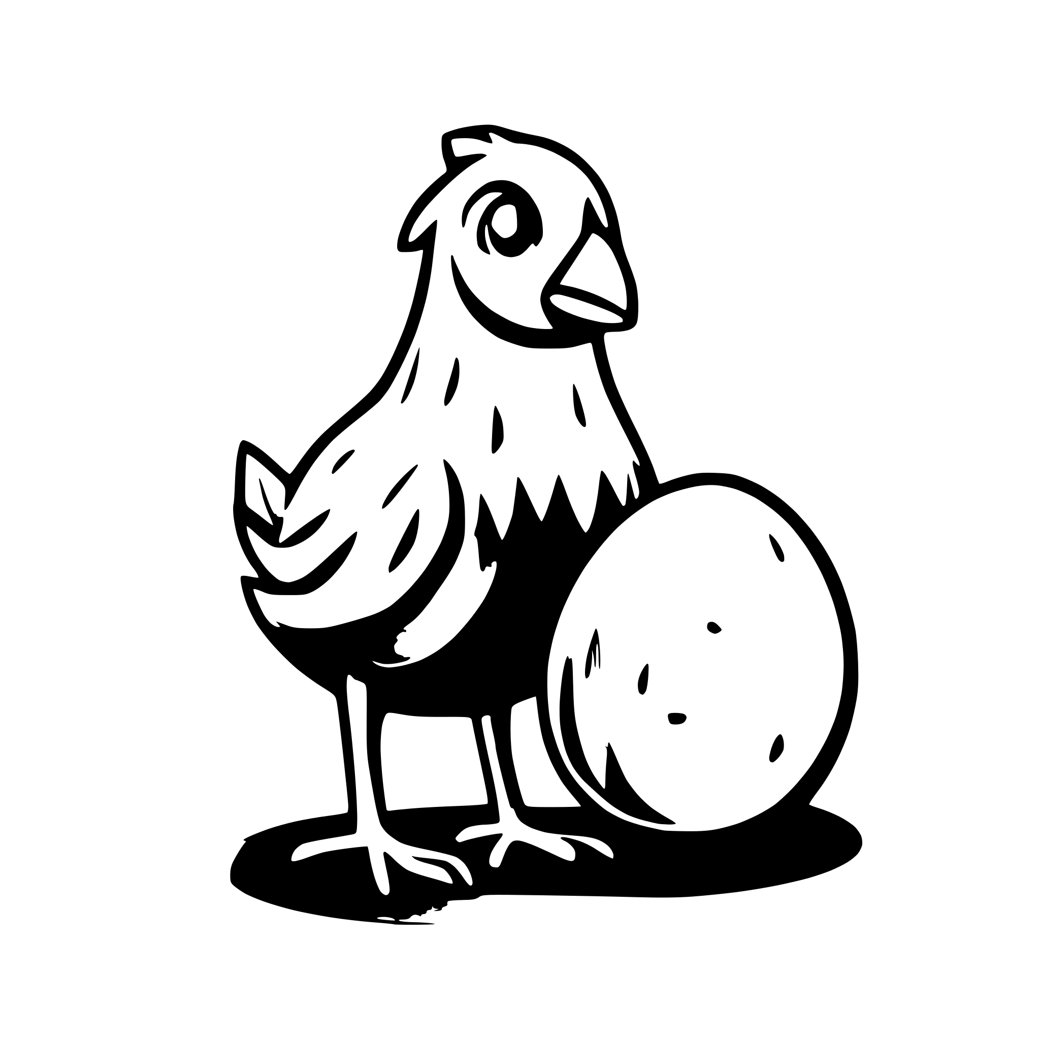 AI-generated SVG of a a hen with a egg on the ground