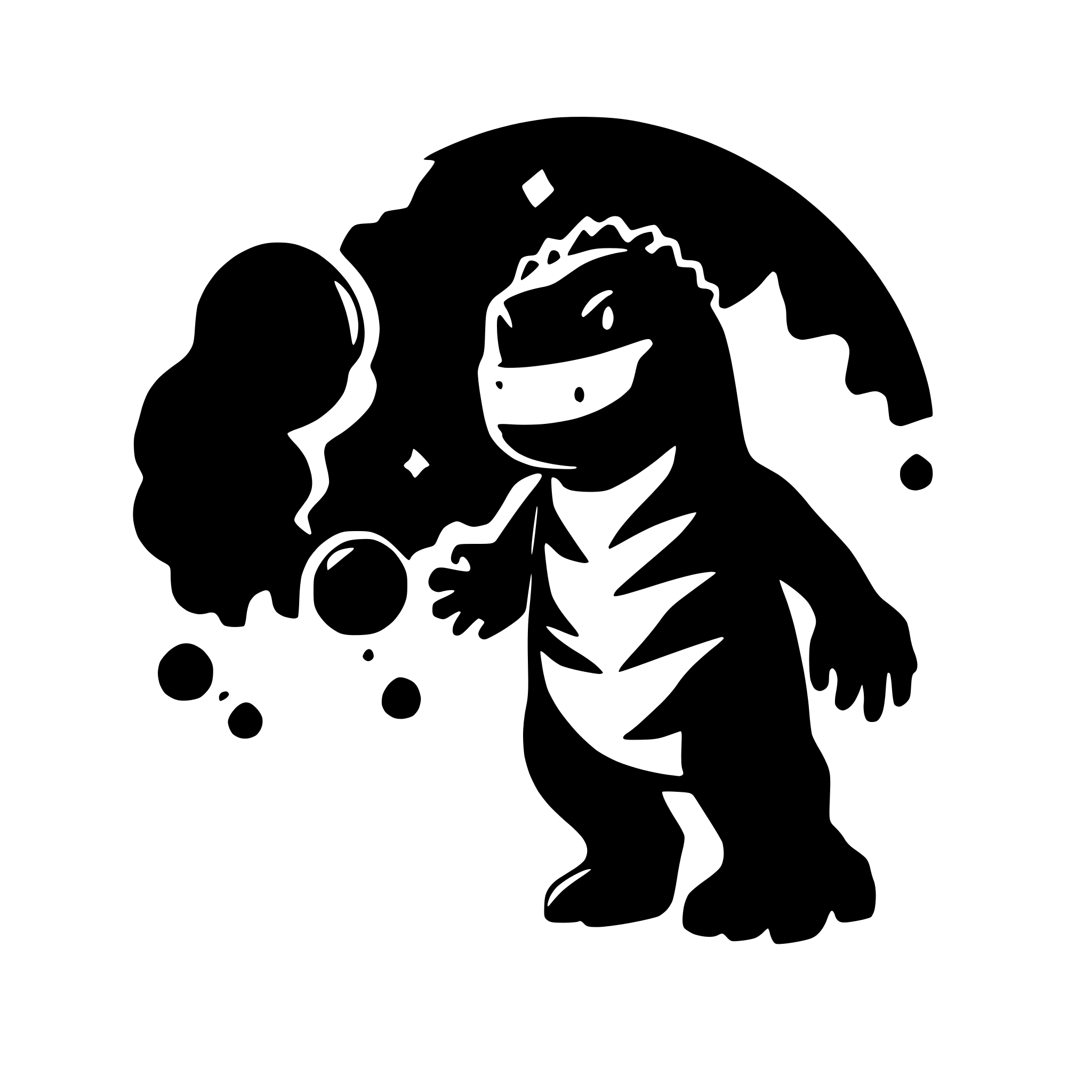 AI-generated SVG of a godzilla, bubble style