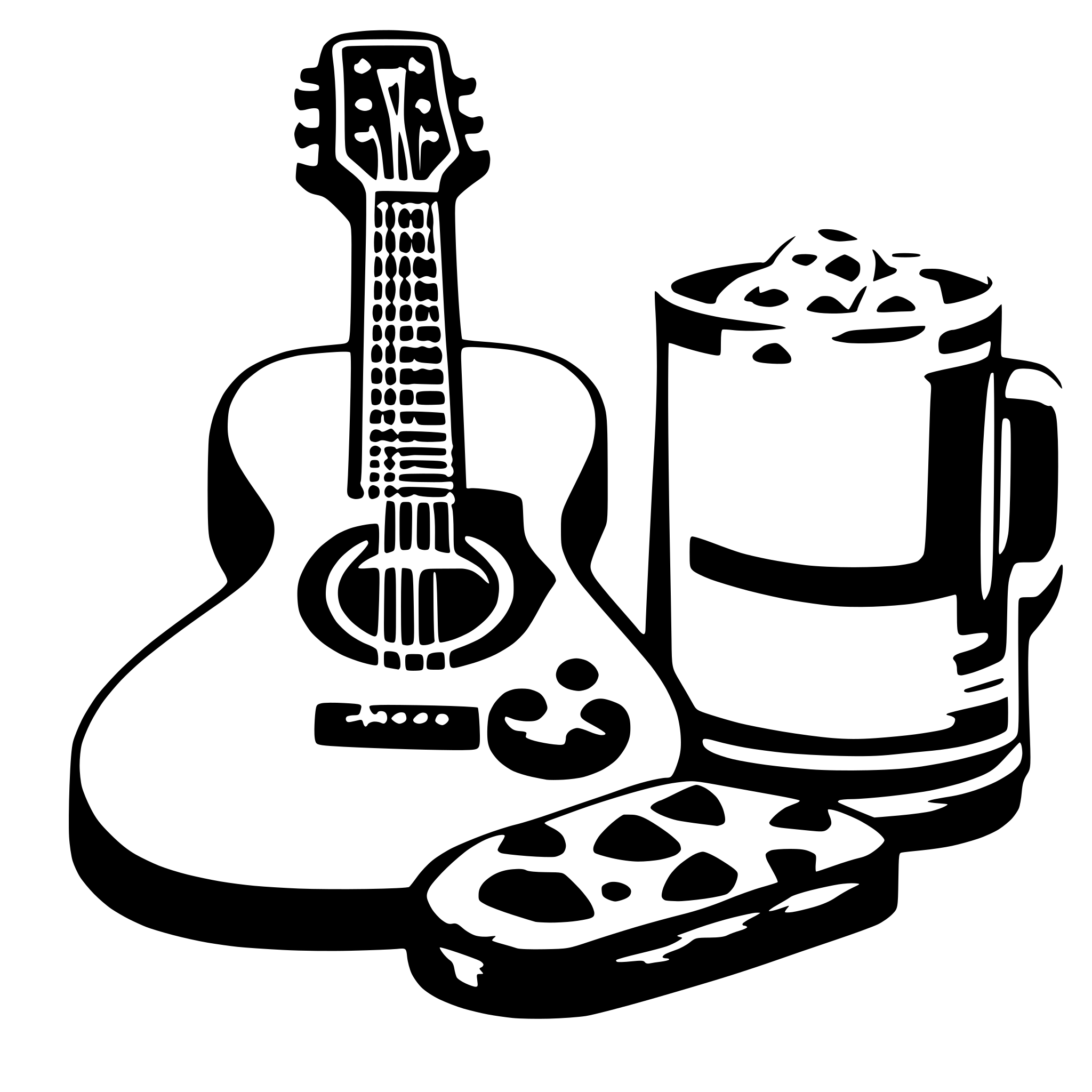 AI-generated SVG of 'cookies and beer and guitars'