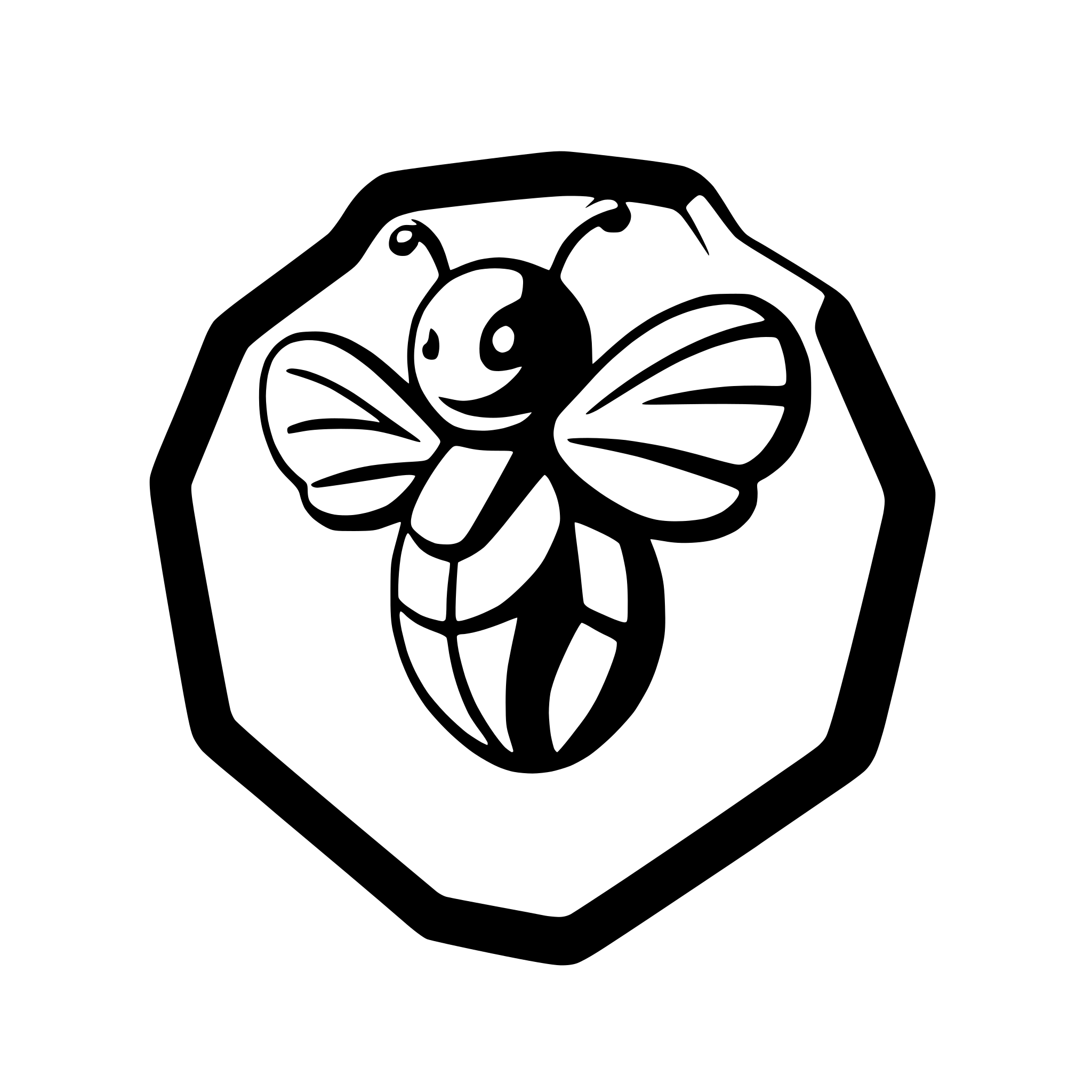 AI-generated SVG of 'simple bee with hexagon wings'