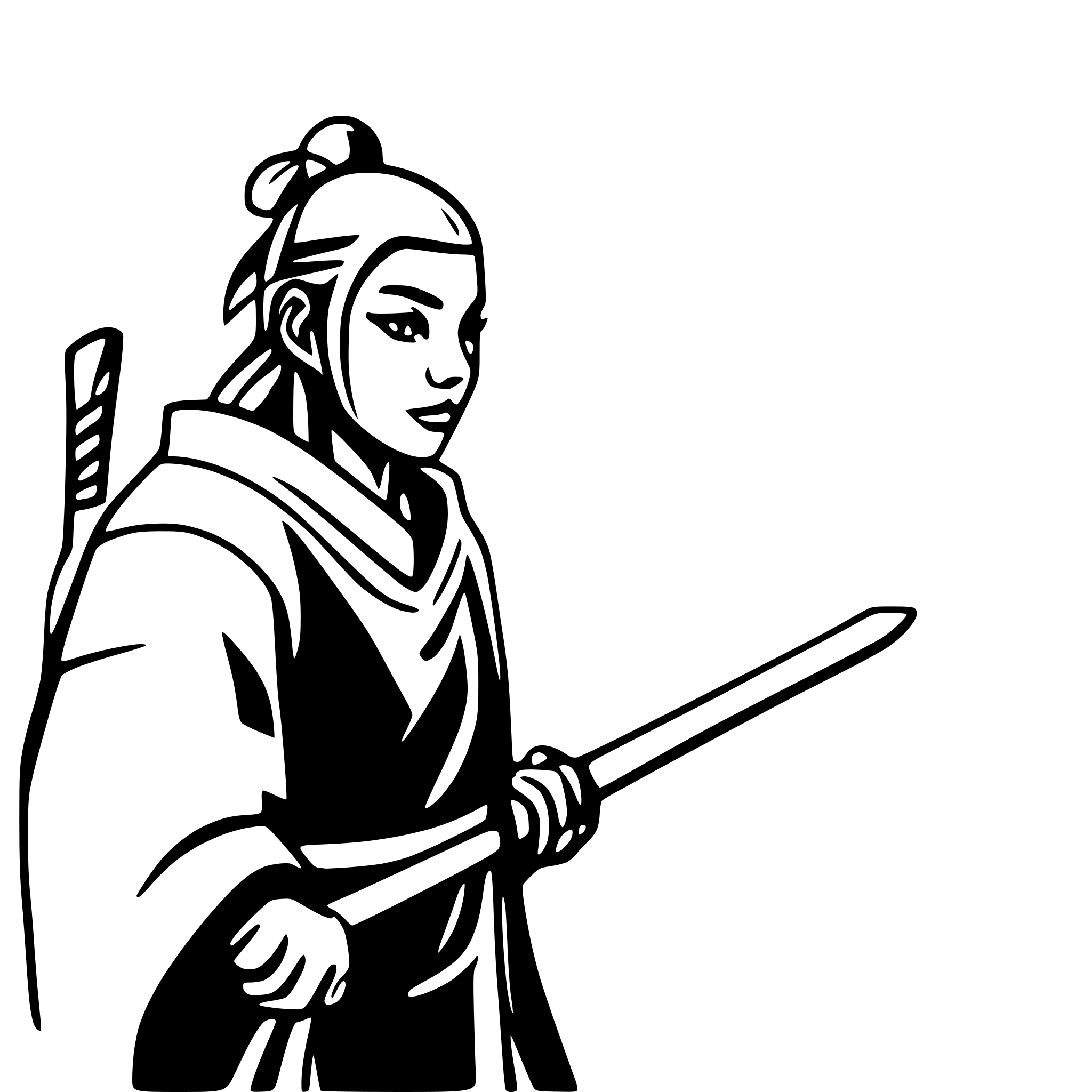 AI-generated SVG of a old samurai, side view, nostalgic