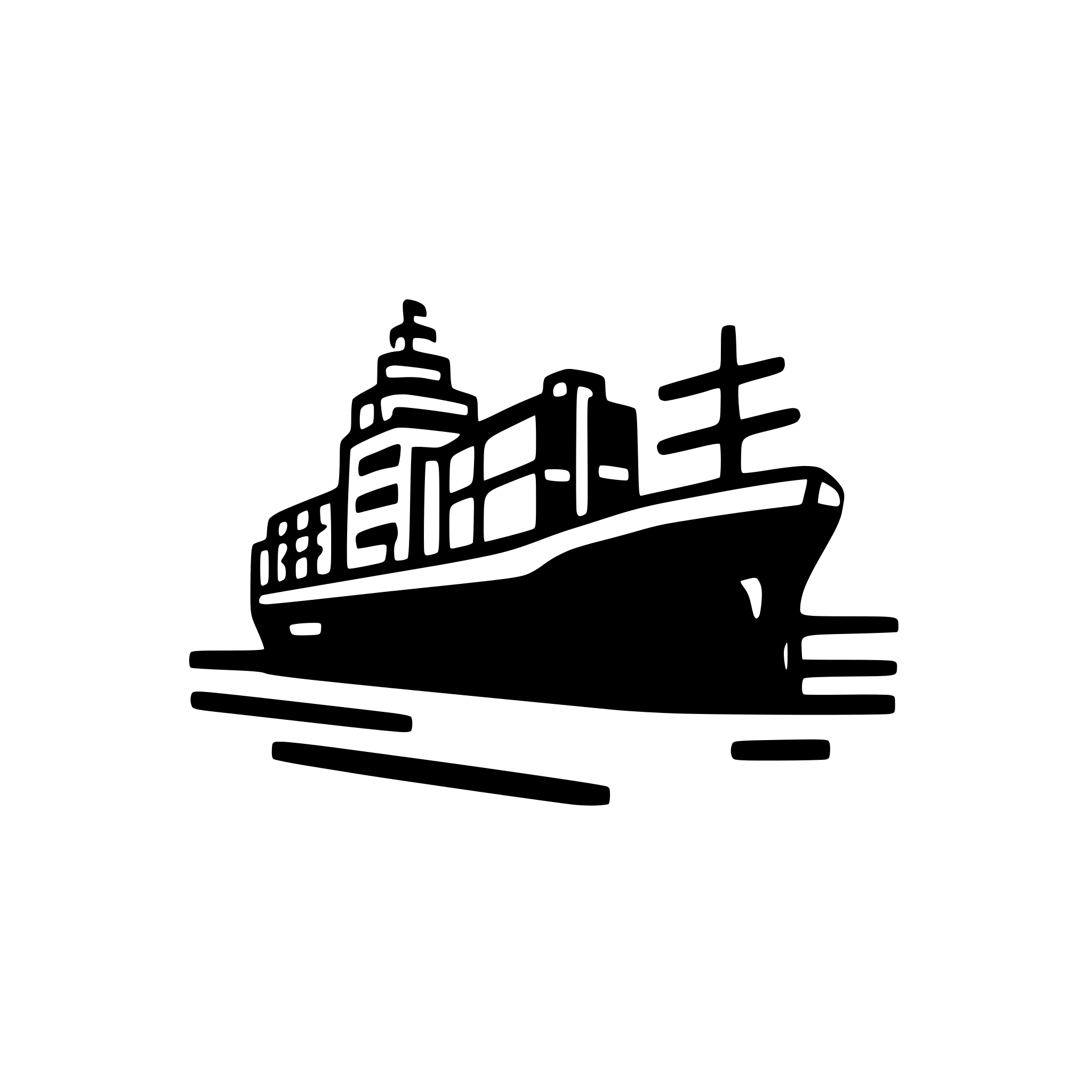 AI-generated SVG of a containership in harbor