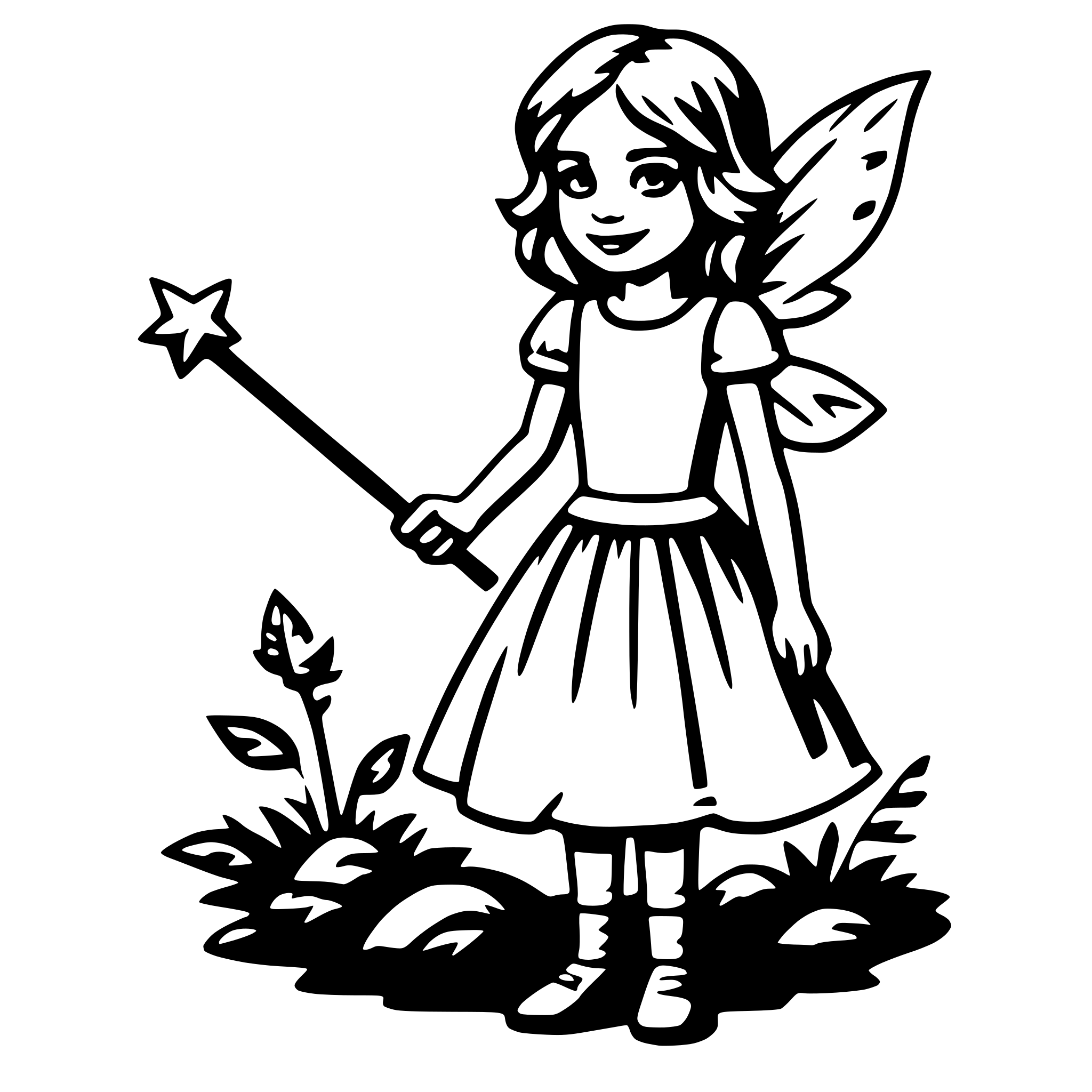 AI-generated SVG of 'fairy with wand'