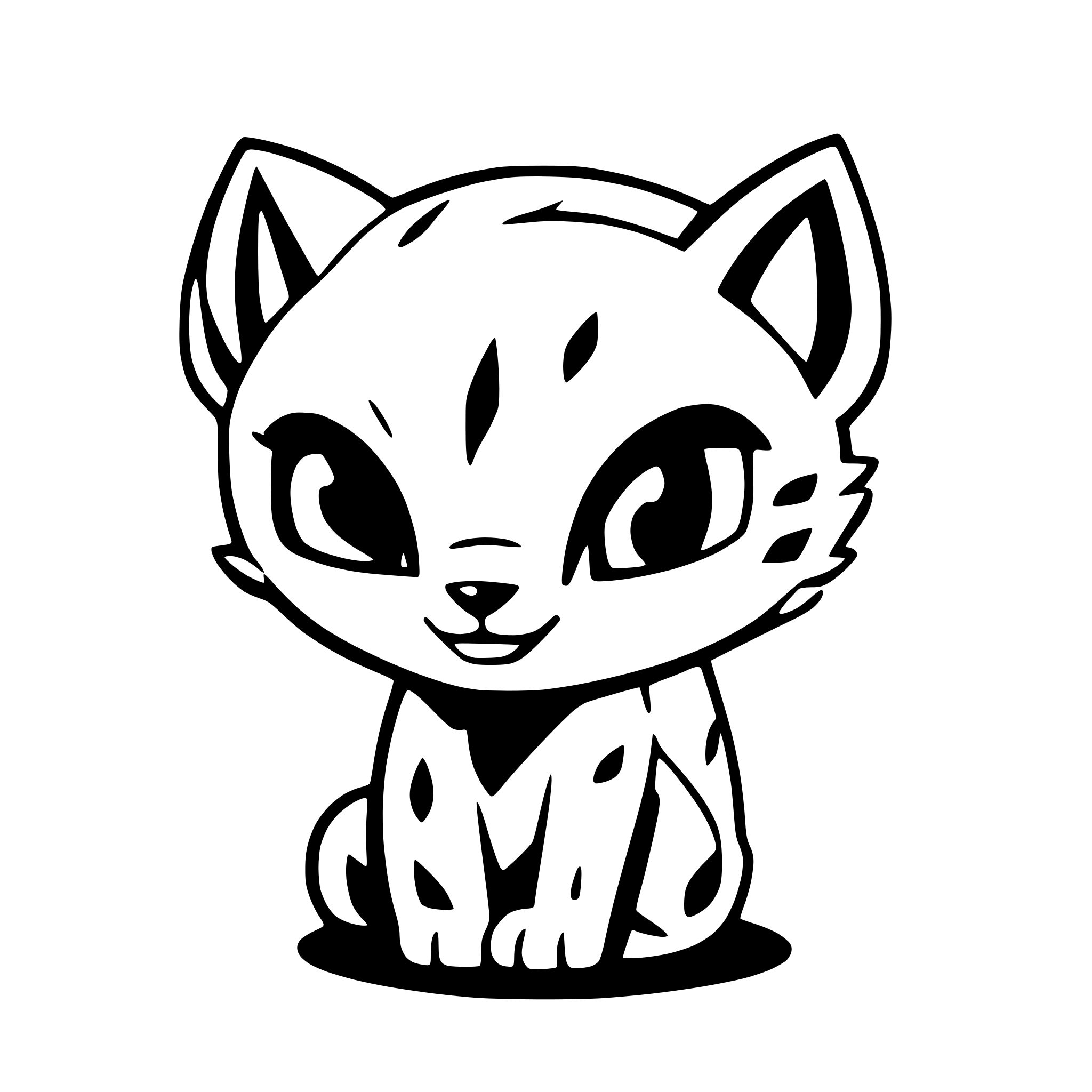 AI-generated SVG of a simplified baby lynx face cute with big black eye and cartoon style