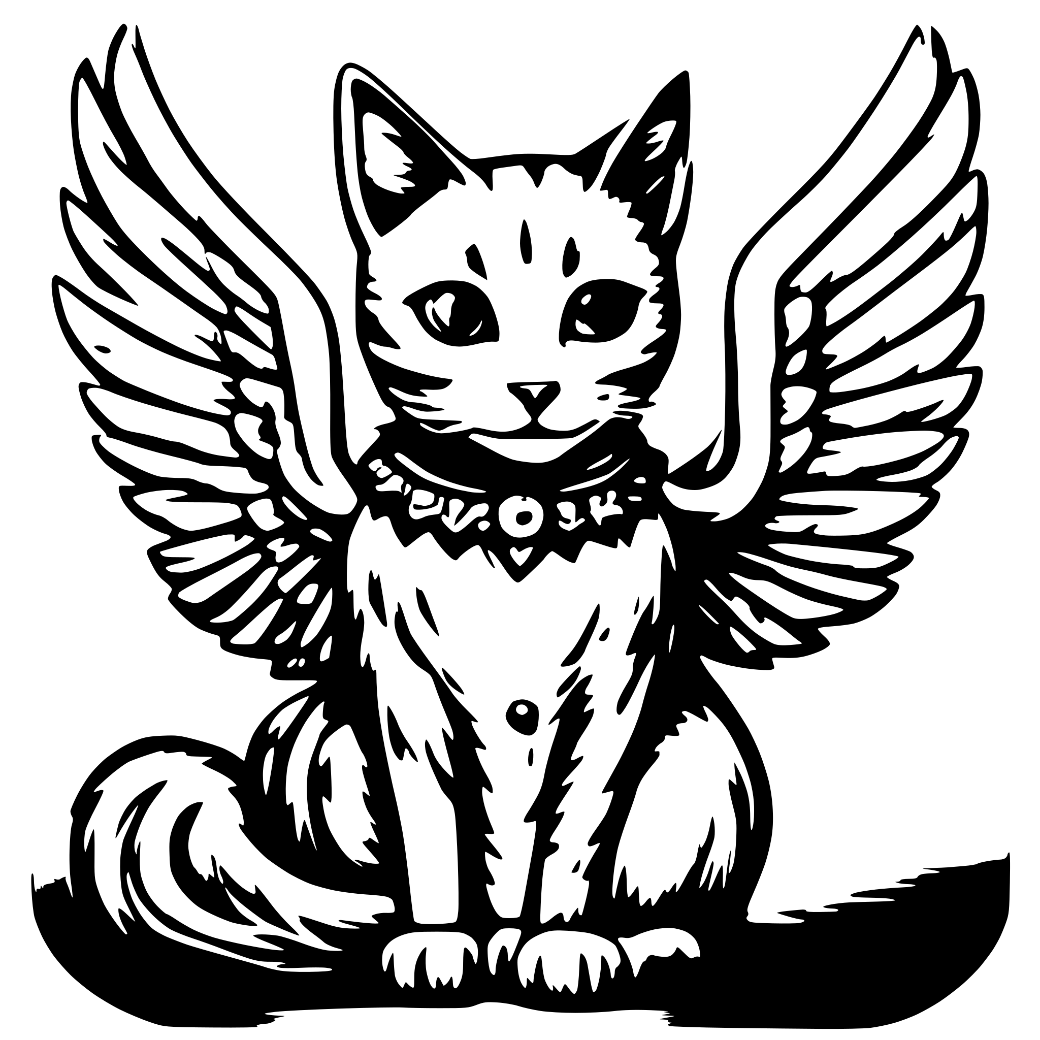 AI-generated SVG of 'A cat with wings'