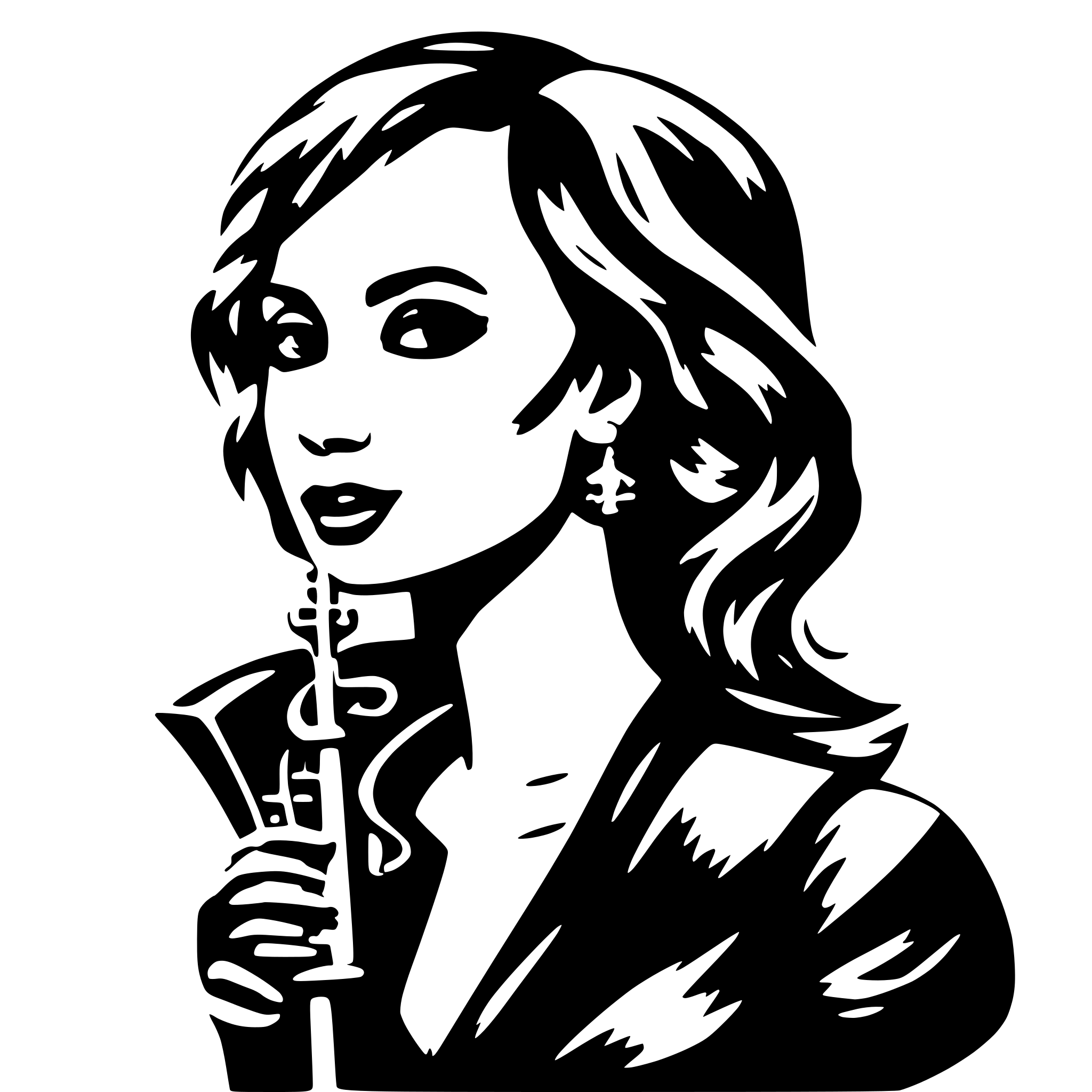 AI-generated SVG of 'A female singer with clefs'