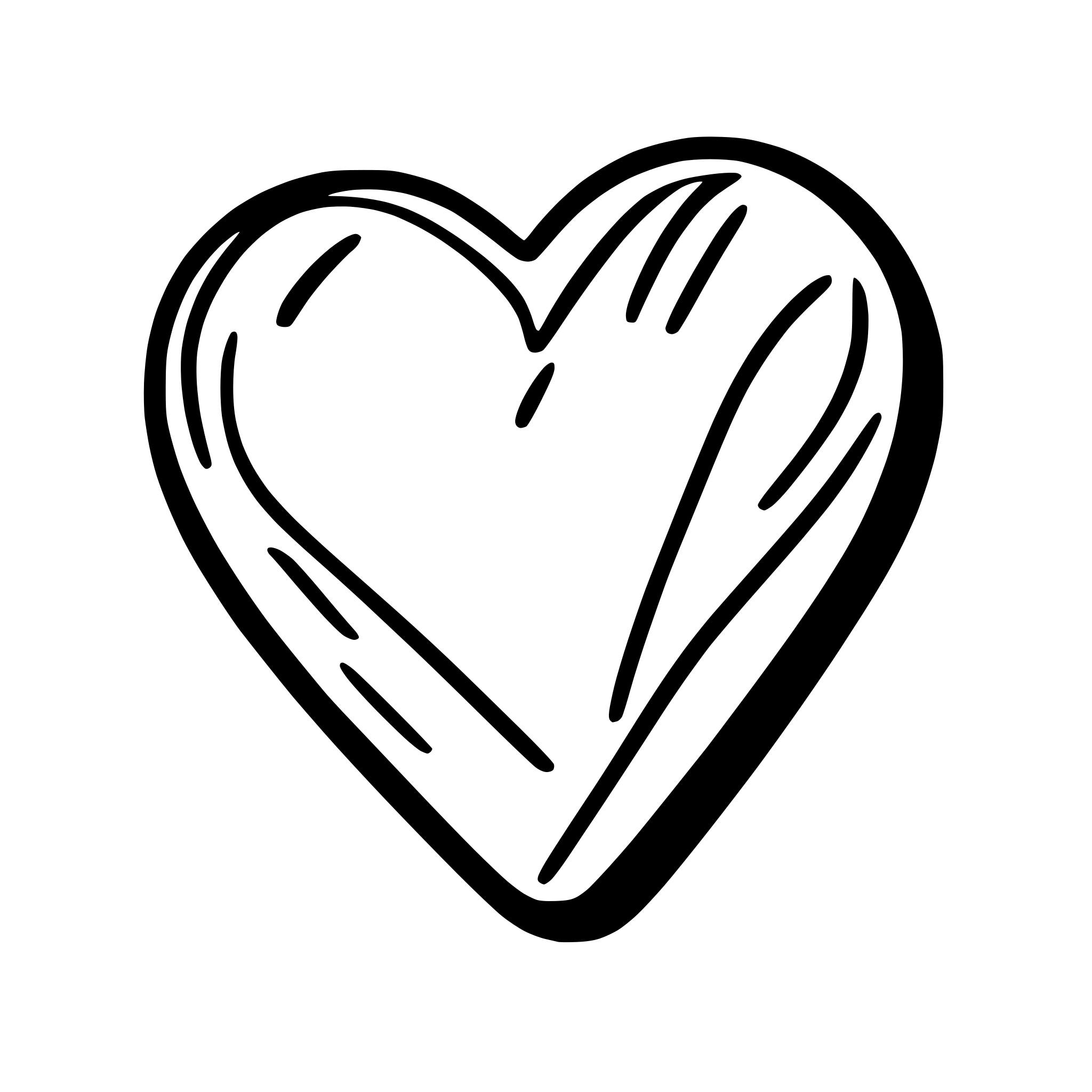 AI-generated SVG of 'handrawn heart only outline'