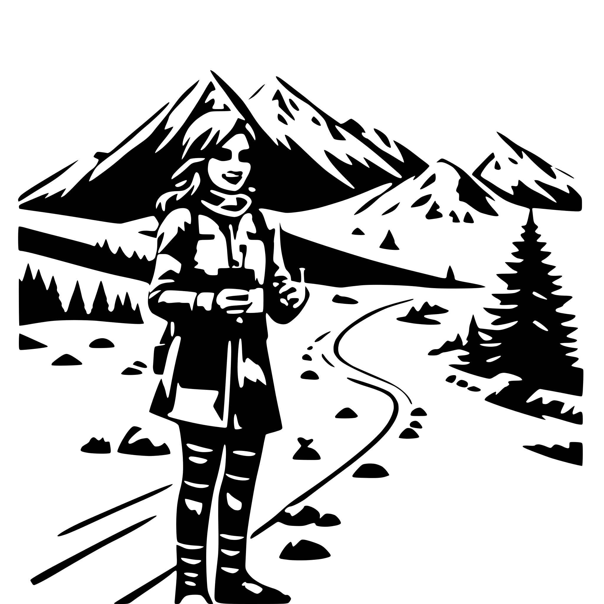 AI-generated SVG of a a medal holder with a snow mountain in te top and a trecking girl to the right of the mountain,