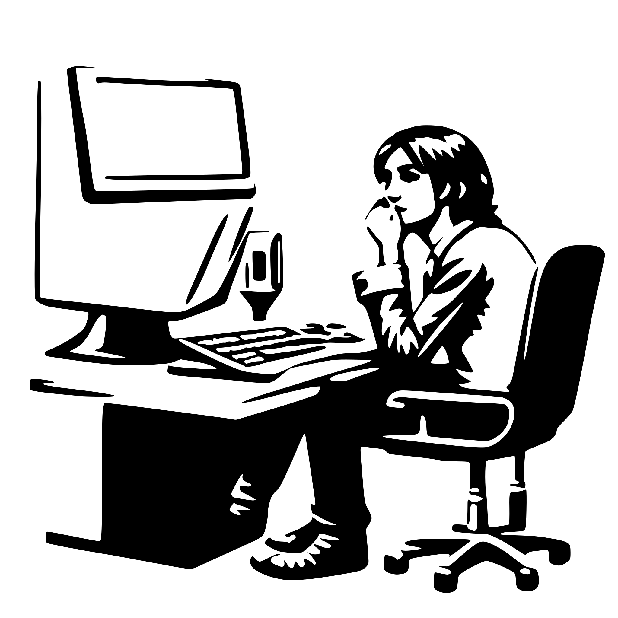 AI-generated SVG of 'a tired computer worker'