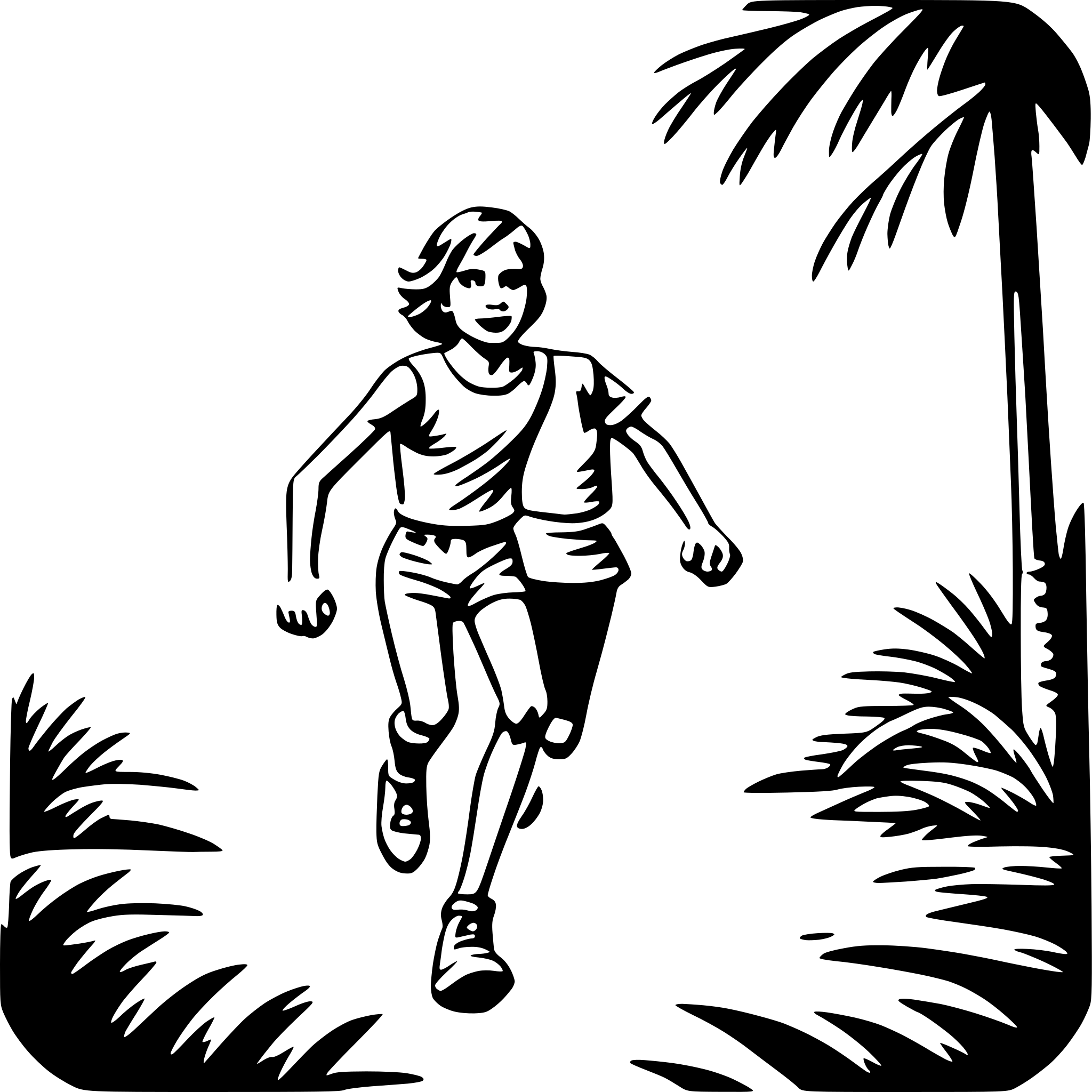 AI-generated SVG of 'running through jungle'
