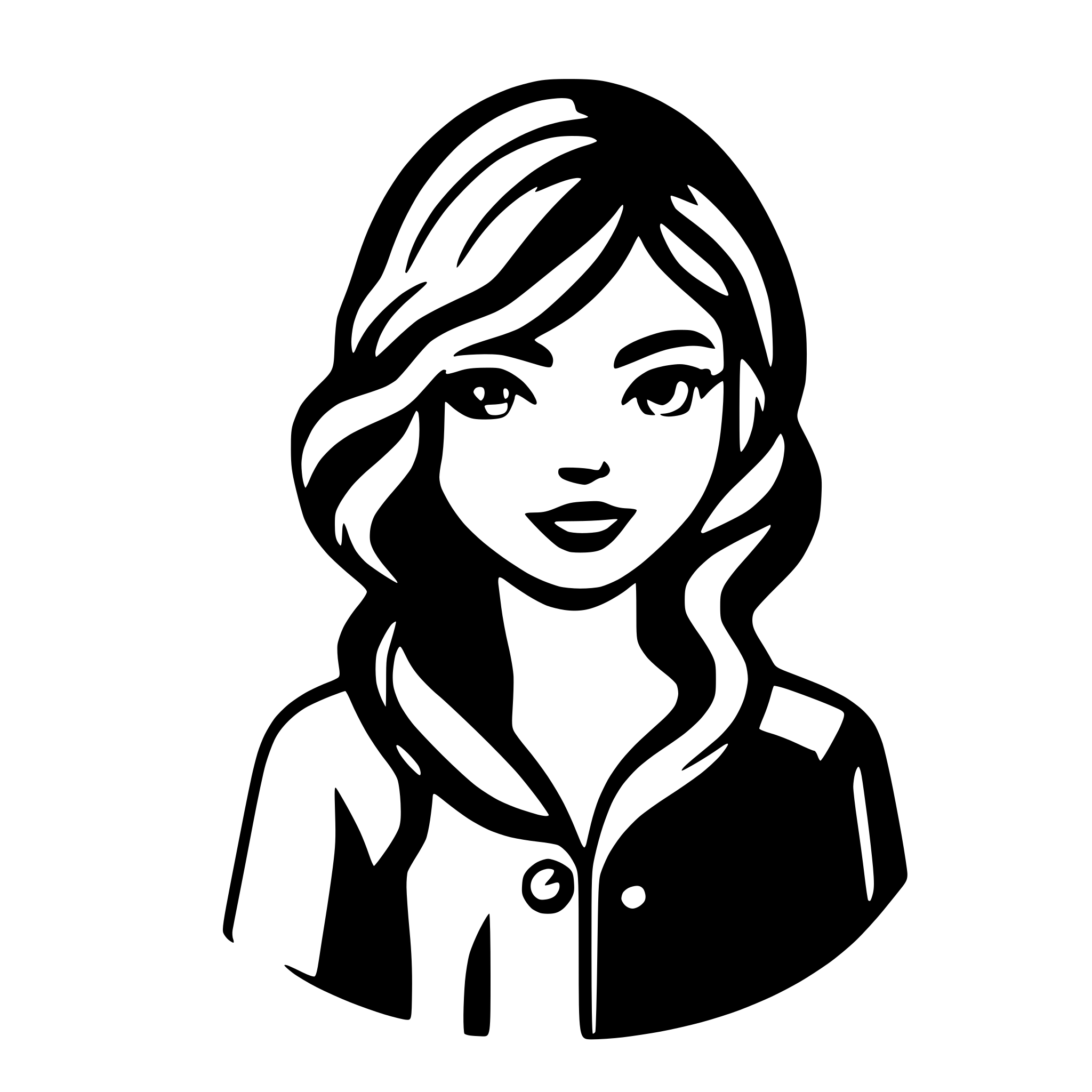 AI-generated SVG of a Girl's hair with volume