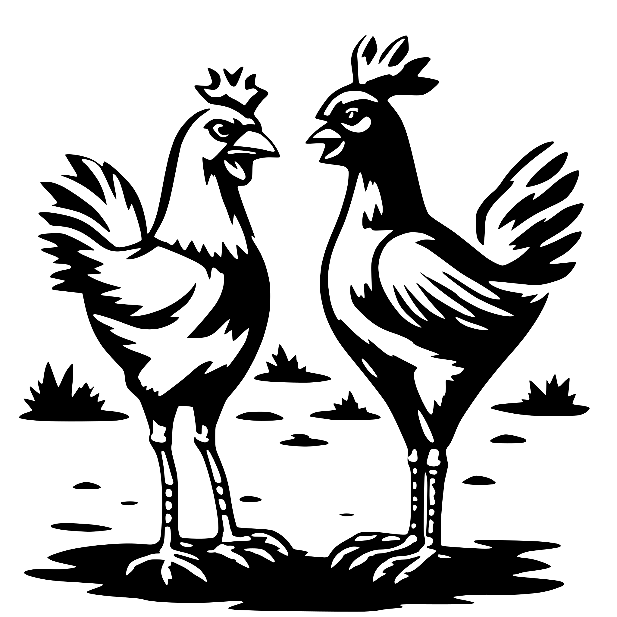AI-generated SVG of a rooter and hen arguing