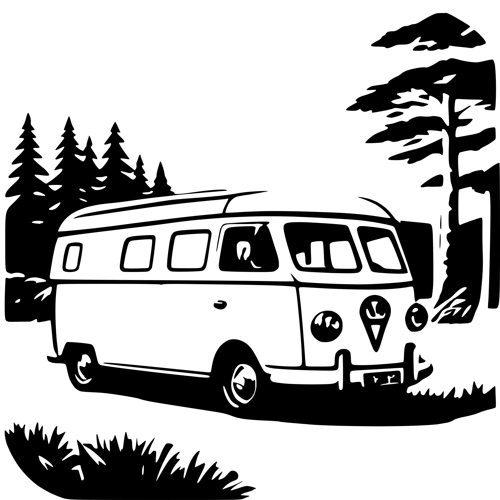 AI-generated SVG of a t1 camper van in the beautiful nature of norway
