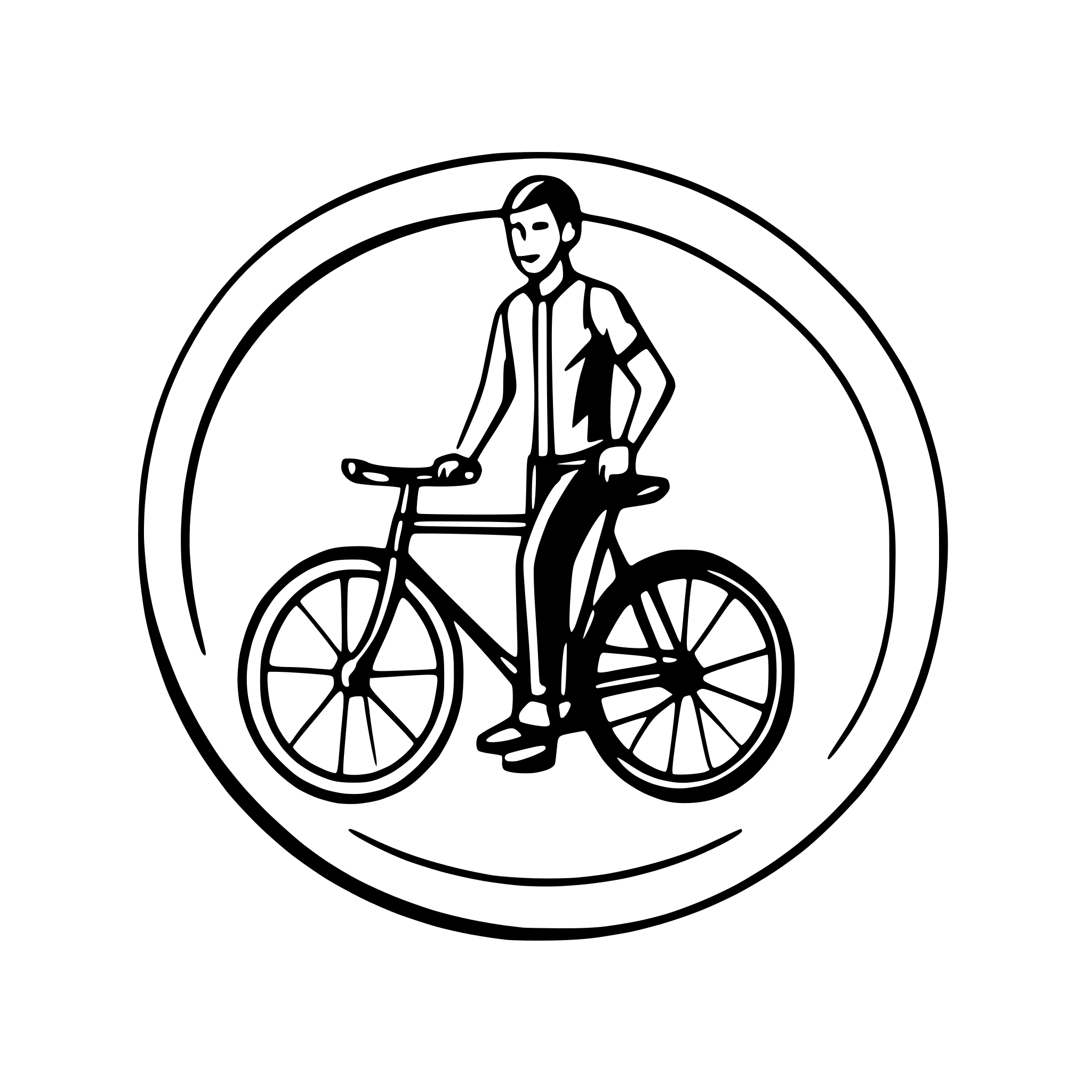 AI-generated SVG of a man with bike in a circle