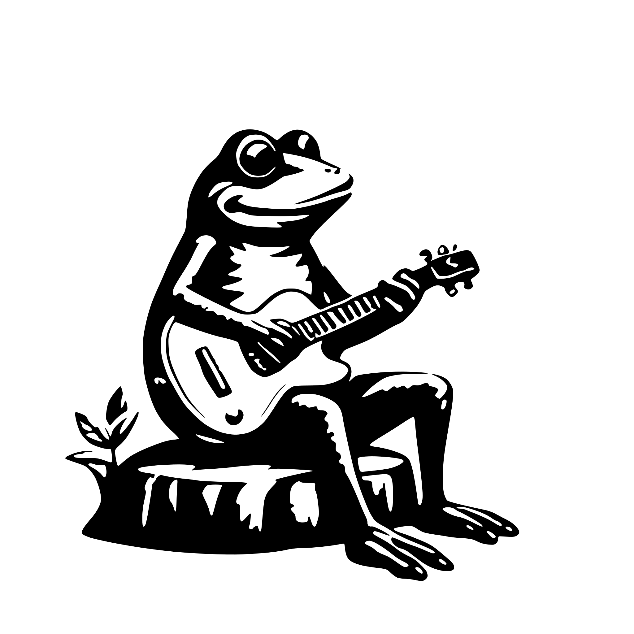 AI-generated SVG of a frog playing guitar