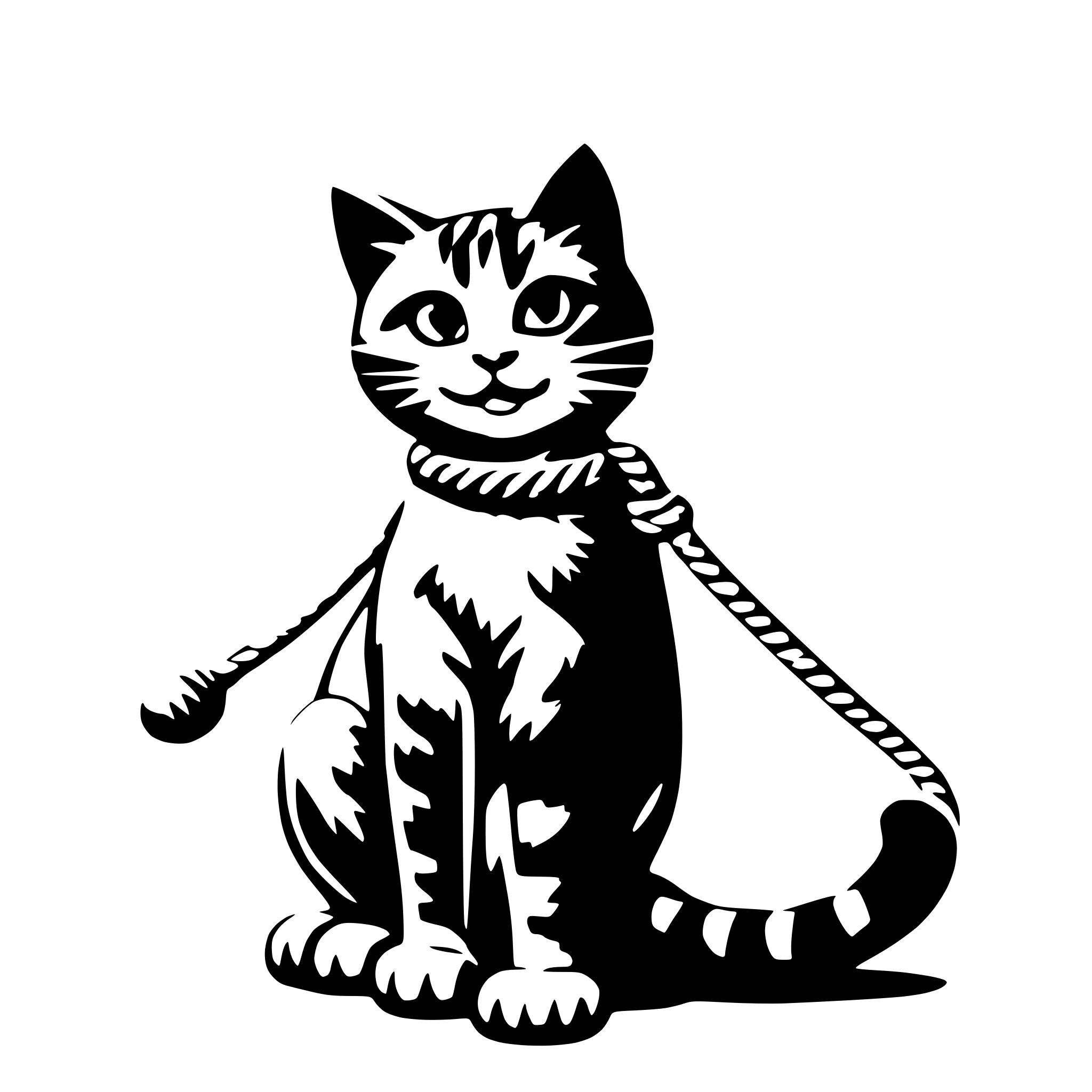 AI-generated SVG of a a cute cat pulling a rope