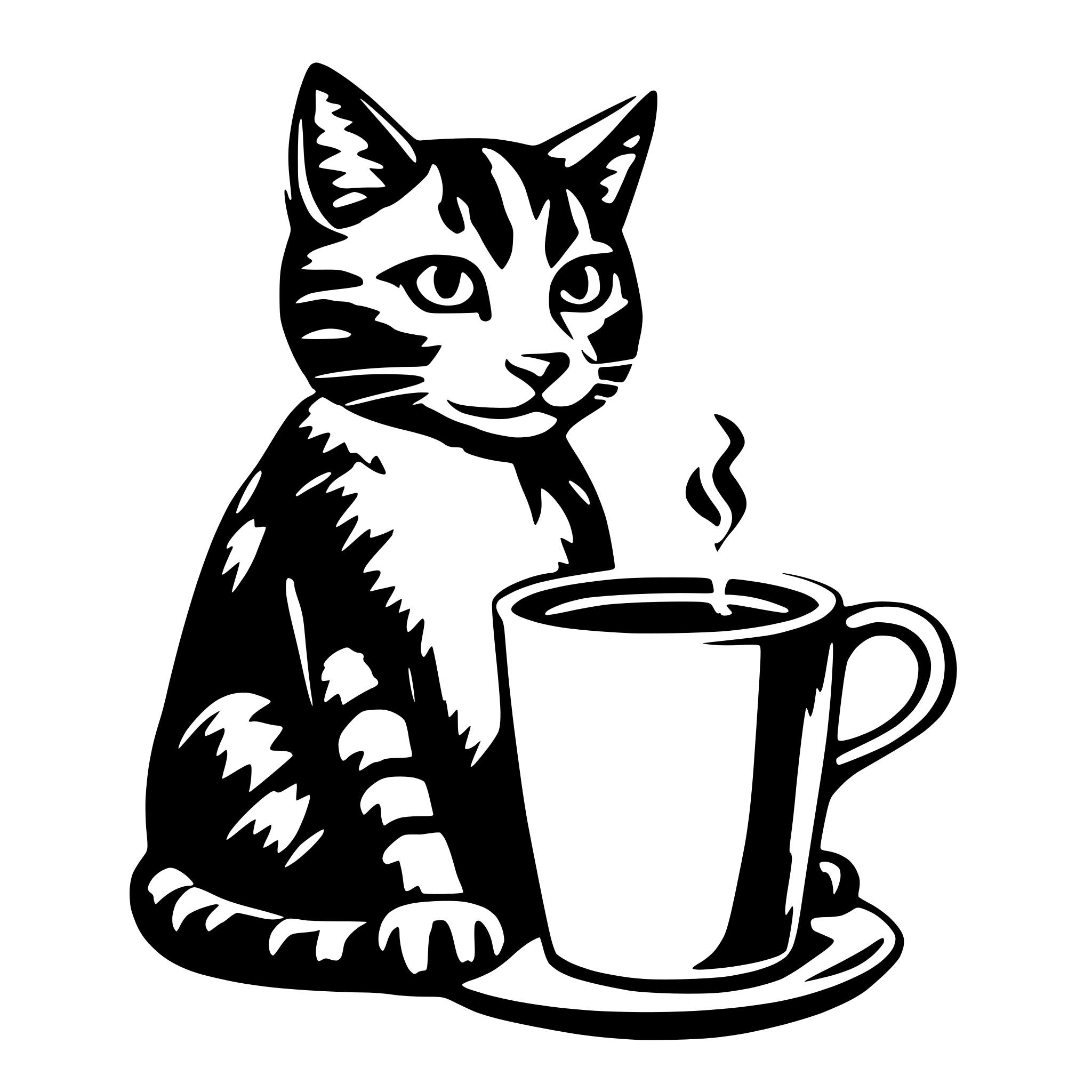 AI-generated SVG of a cat drinking coffee