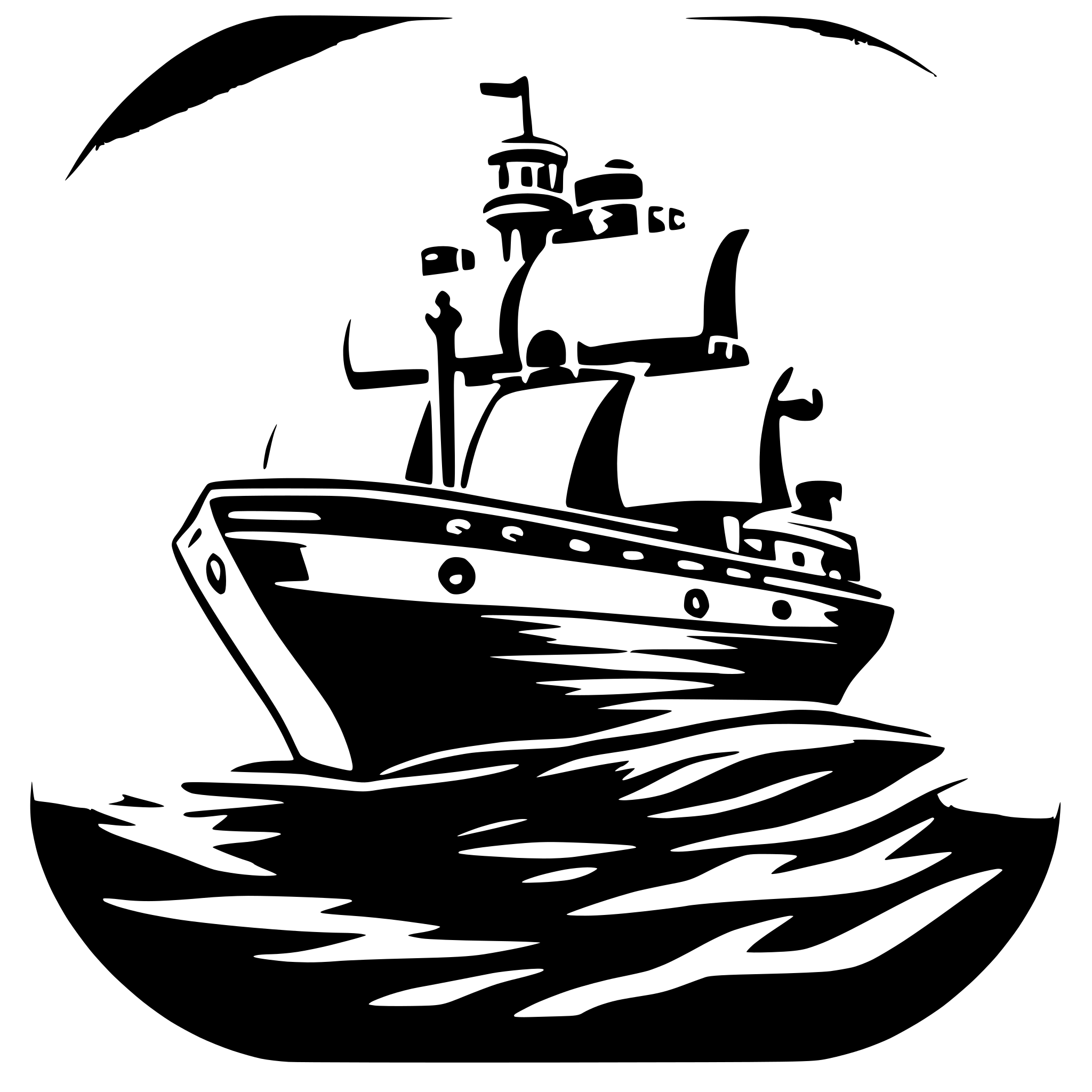 AI-generated SVG of a ship logo with lock like an encryption in blue cyan