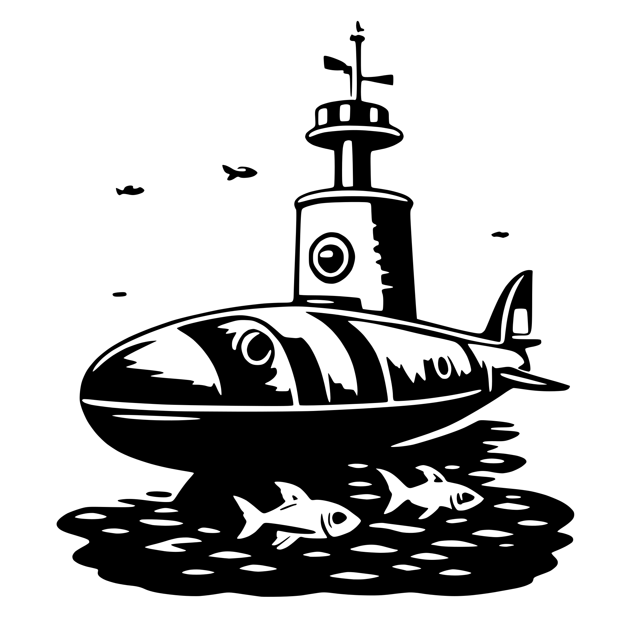 AI-generated SVG of 'submarine and fish'