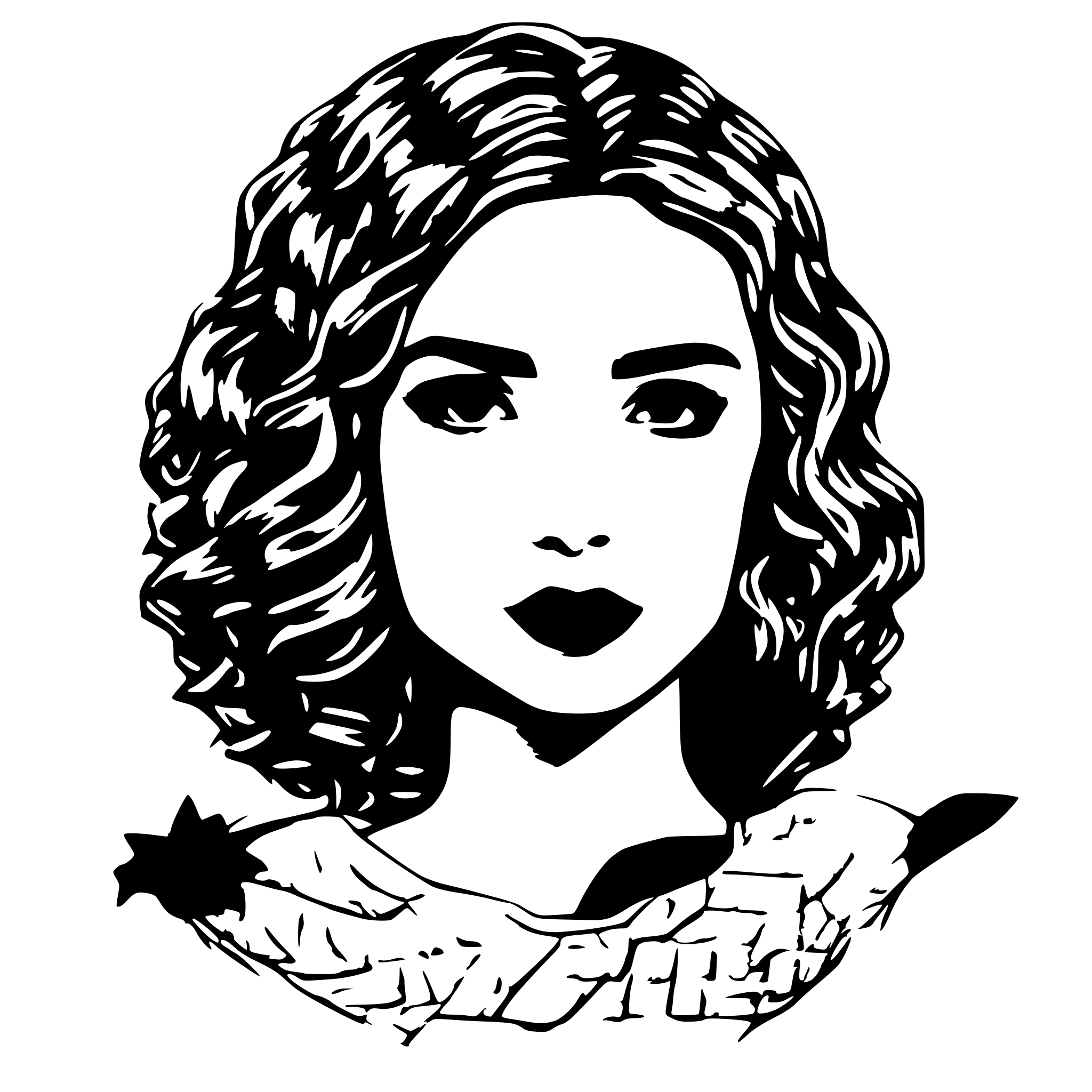 AI-generated SVG of a girl red lips with all detailed texture