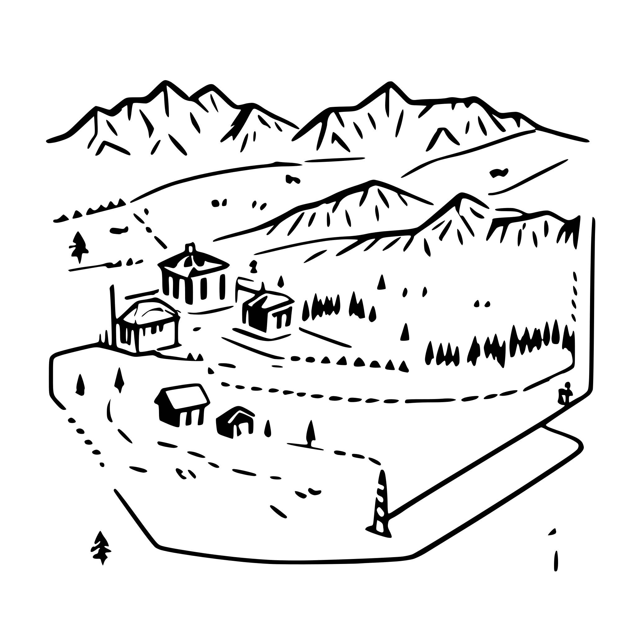AI-generated SVG of a Map of ski resort with multiple trails.