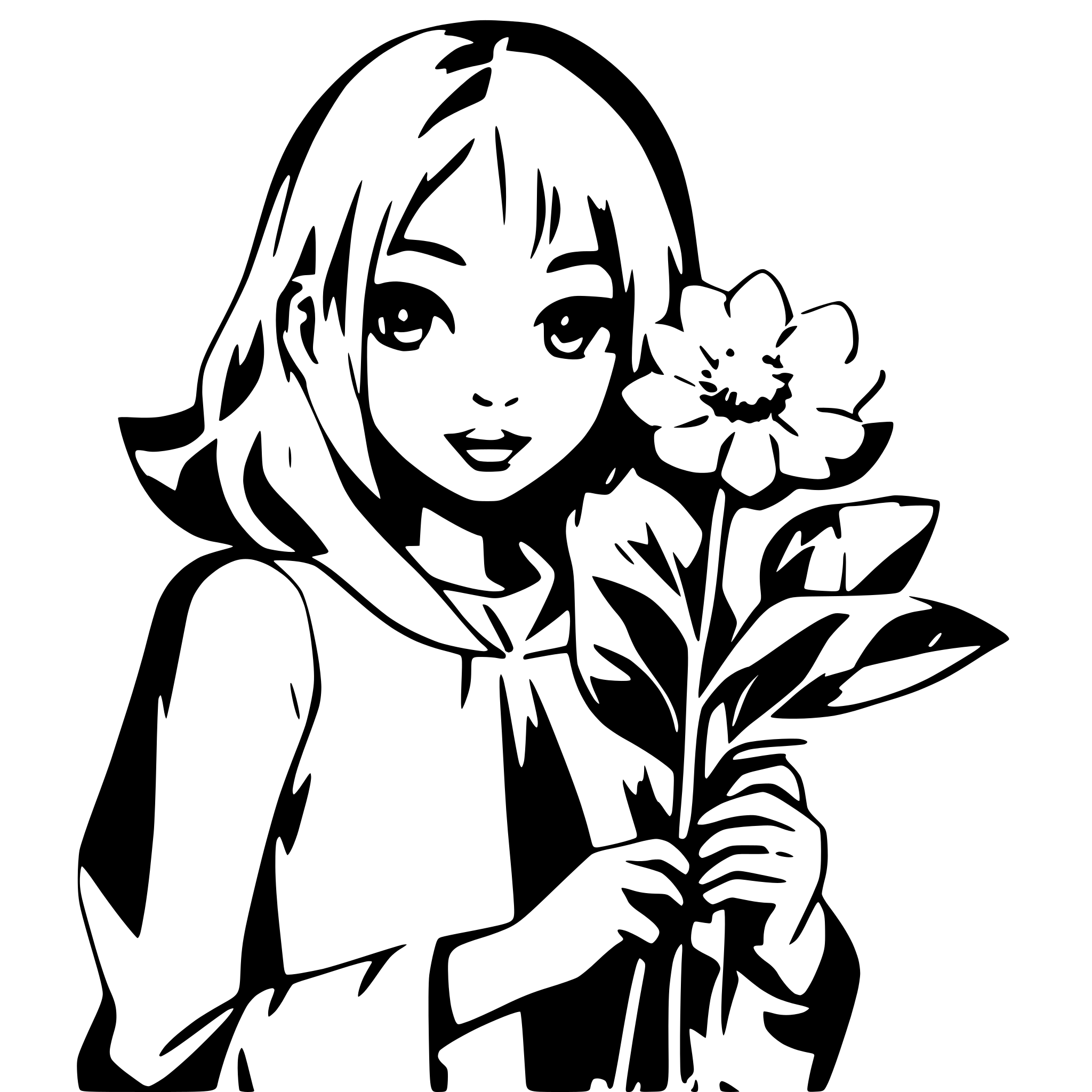 AI-generated SVG of 'girl with flower'