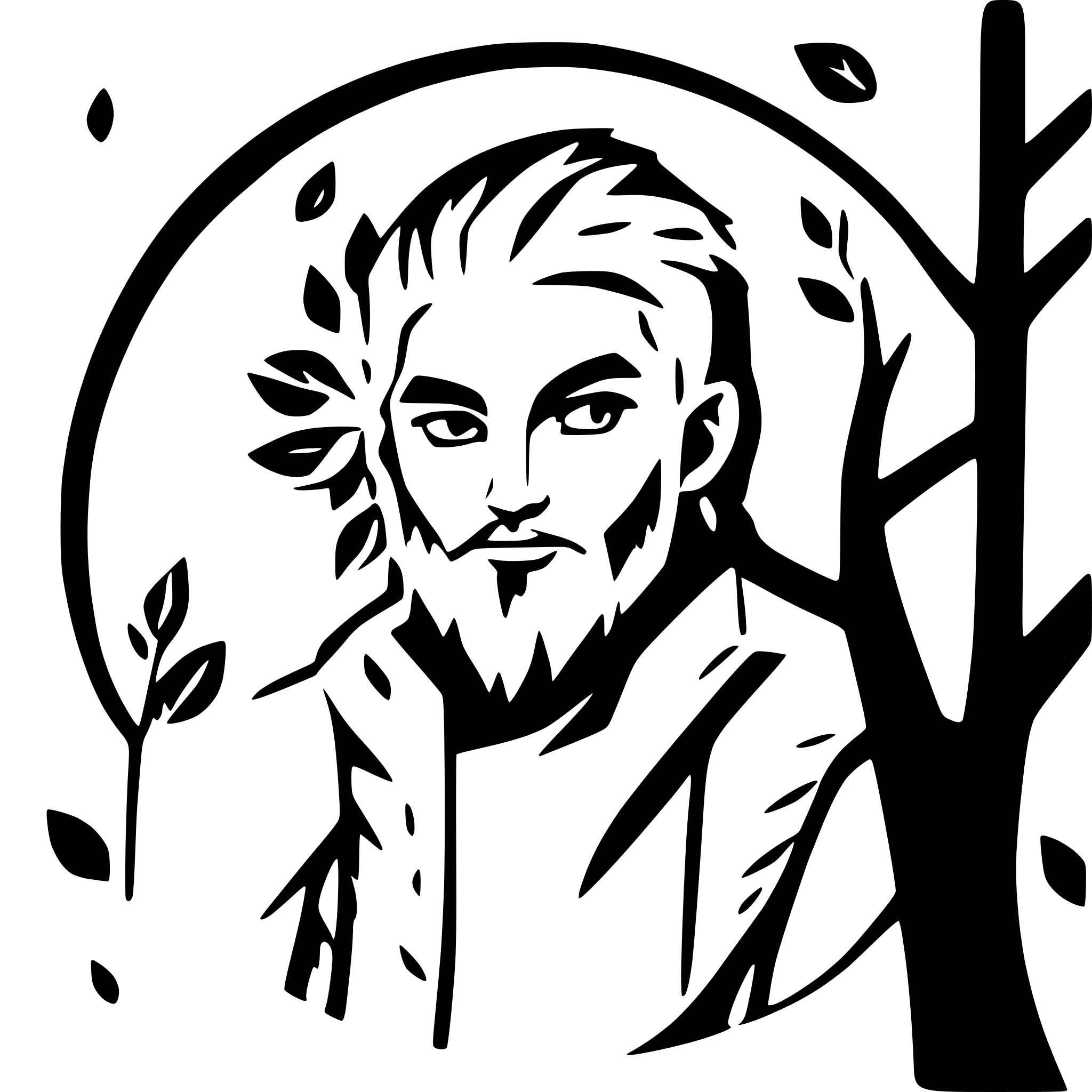 AI-generated SVG of a fierce male druid with beard in a dark forest