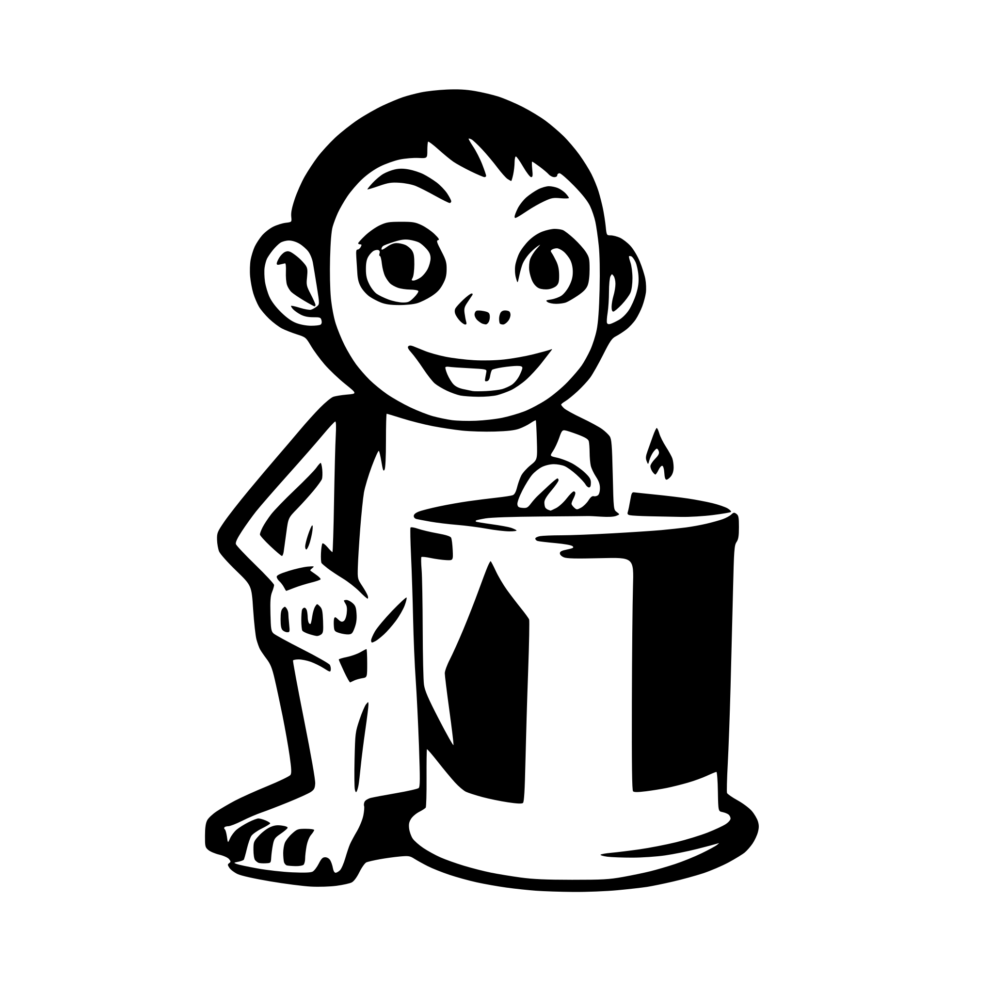 AI-generated SVG of a a monkey emerging from a ink pot