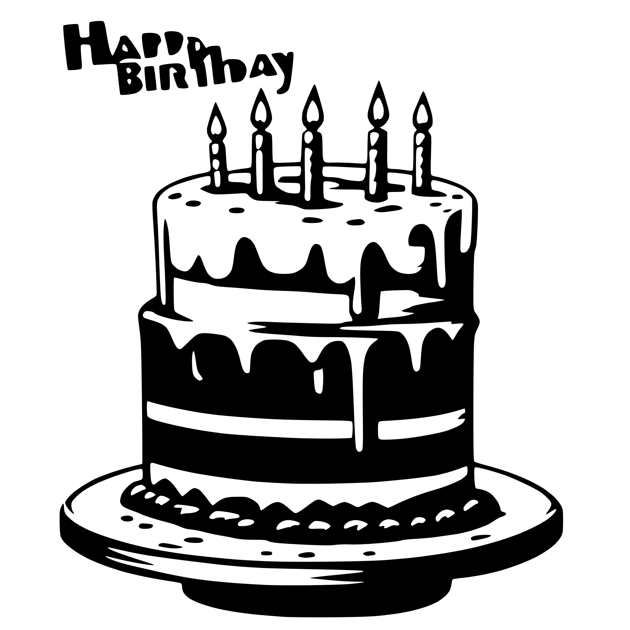 AI-generated SVG of a Happy Birthday sign with birthday cake