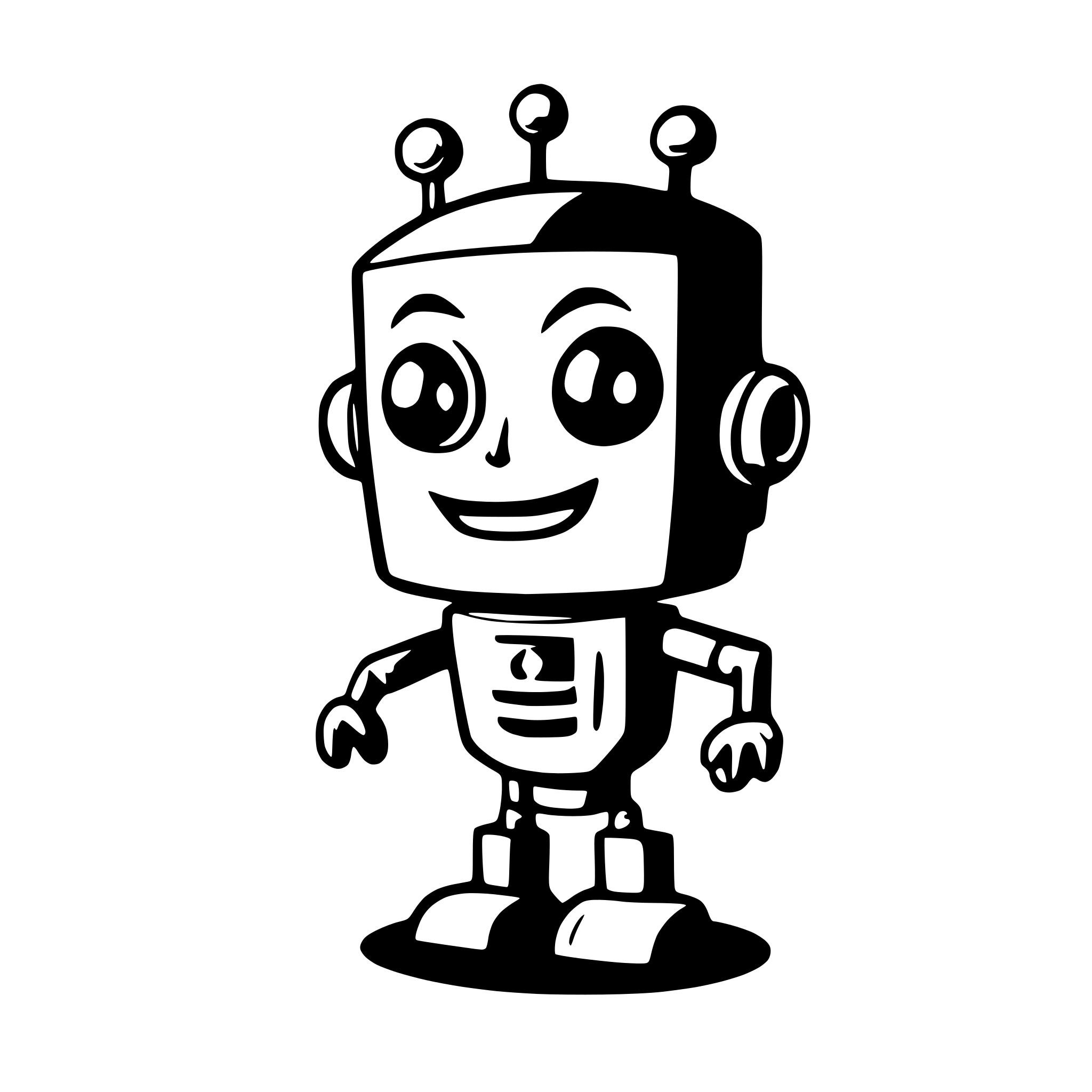 AI-generated SVG of a Create the silhouette of a robot cheerful and cartoonish and that can be easily identified by kids