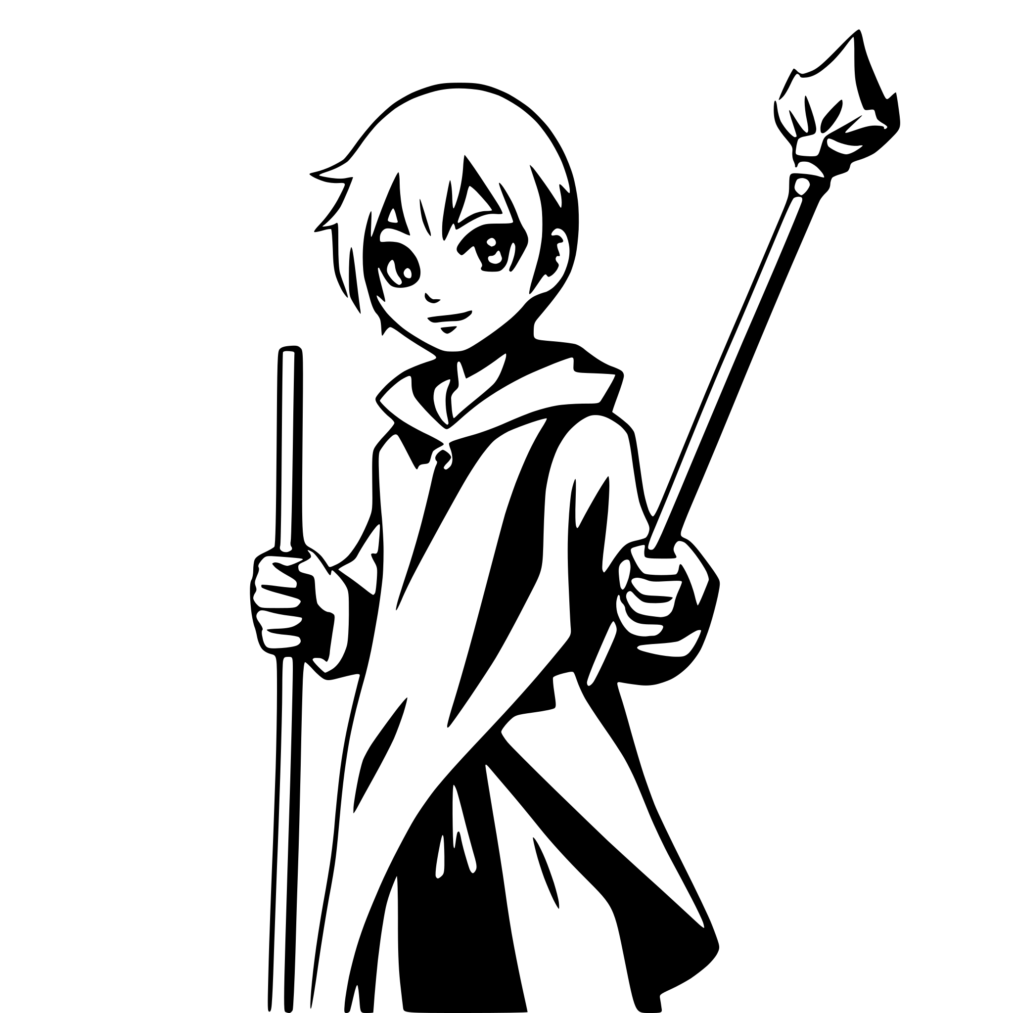 AI-generated SVG of 'boy with magical staff'