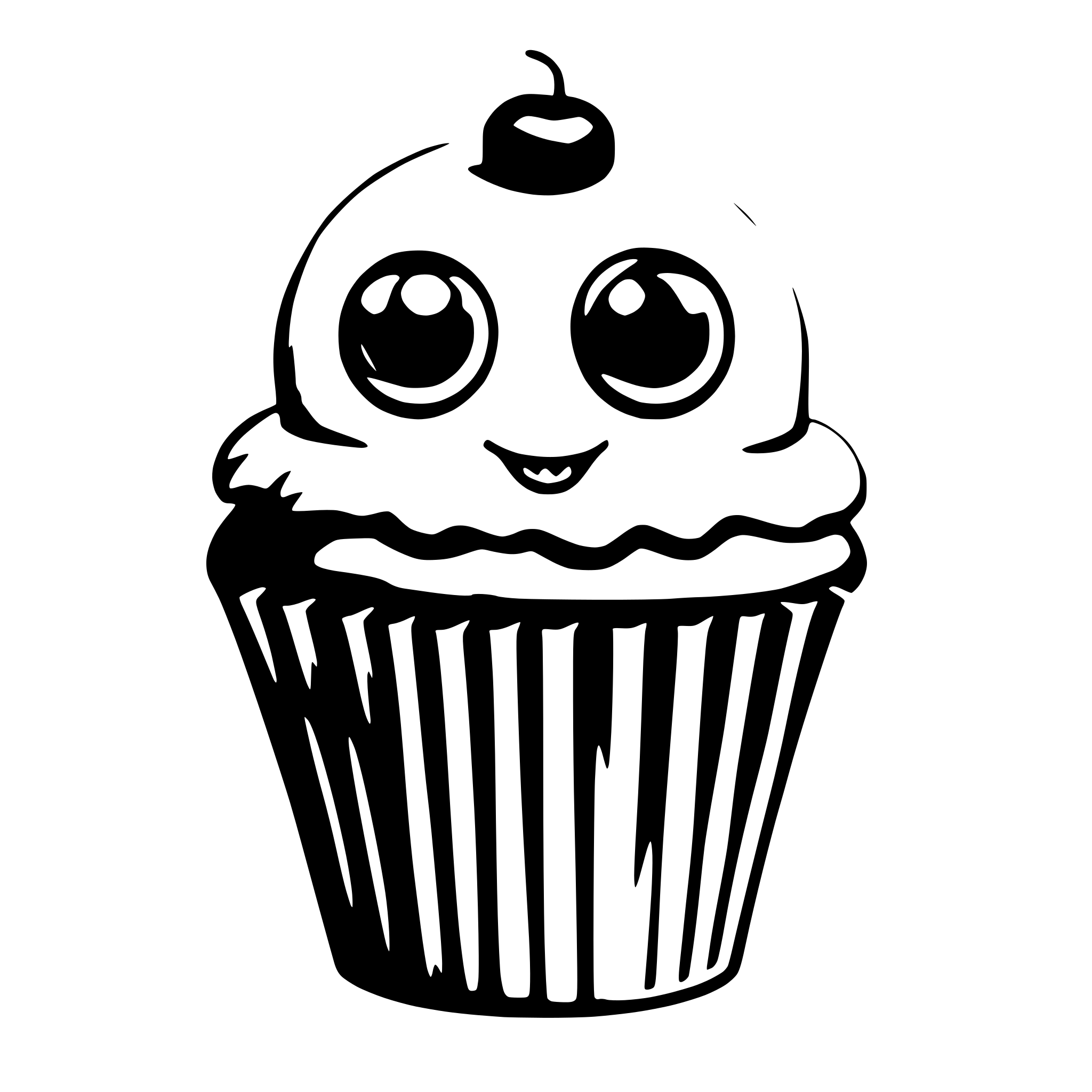 AI-generated SVG of 'cupcake with big happy eyes'