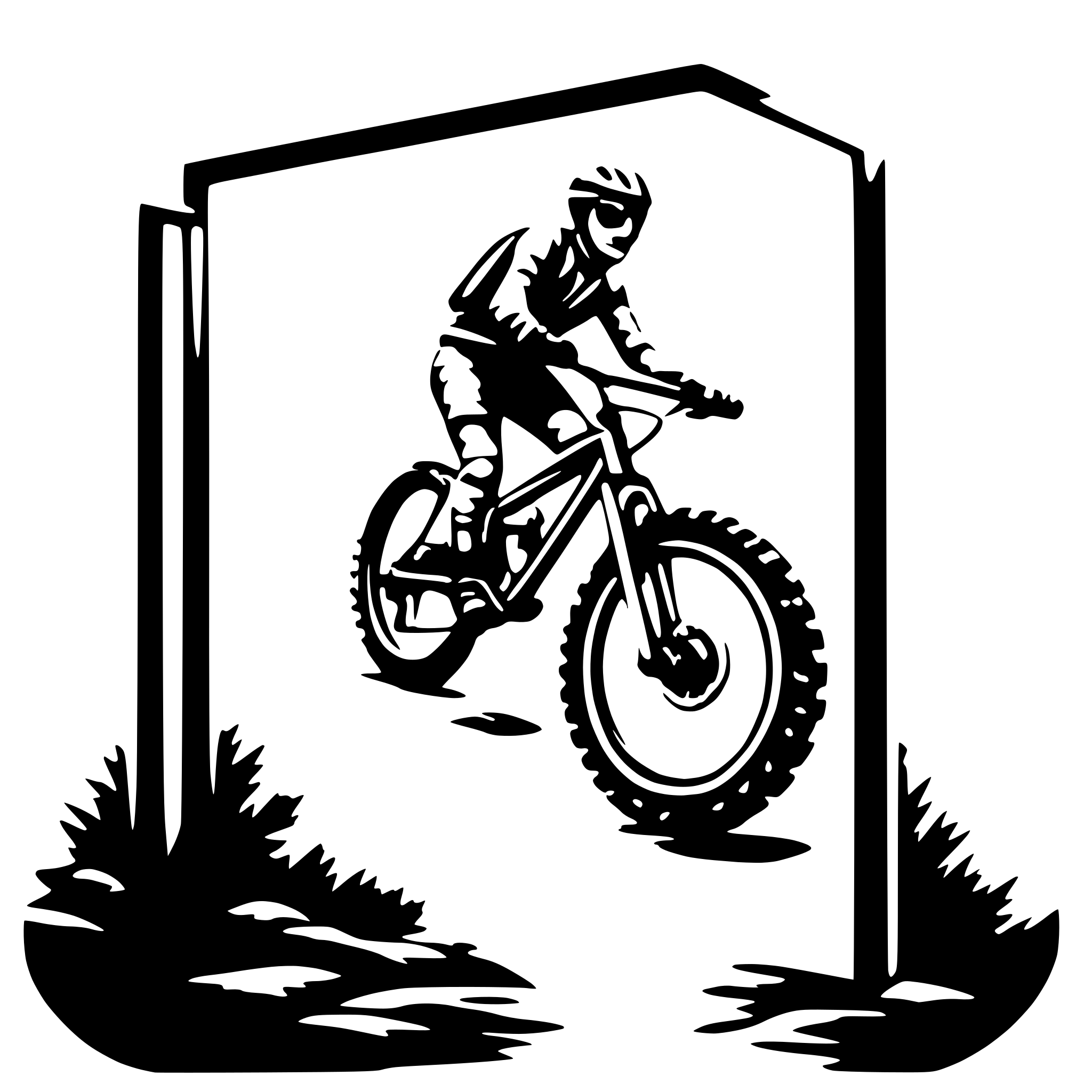 AI-generated SVG of a mountainbike escaping a picture frame
