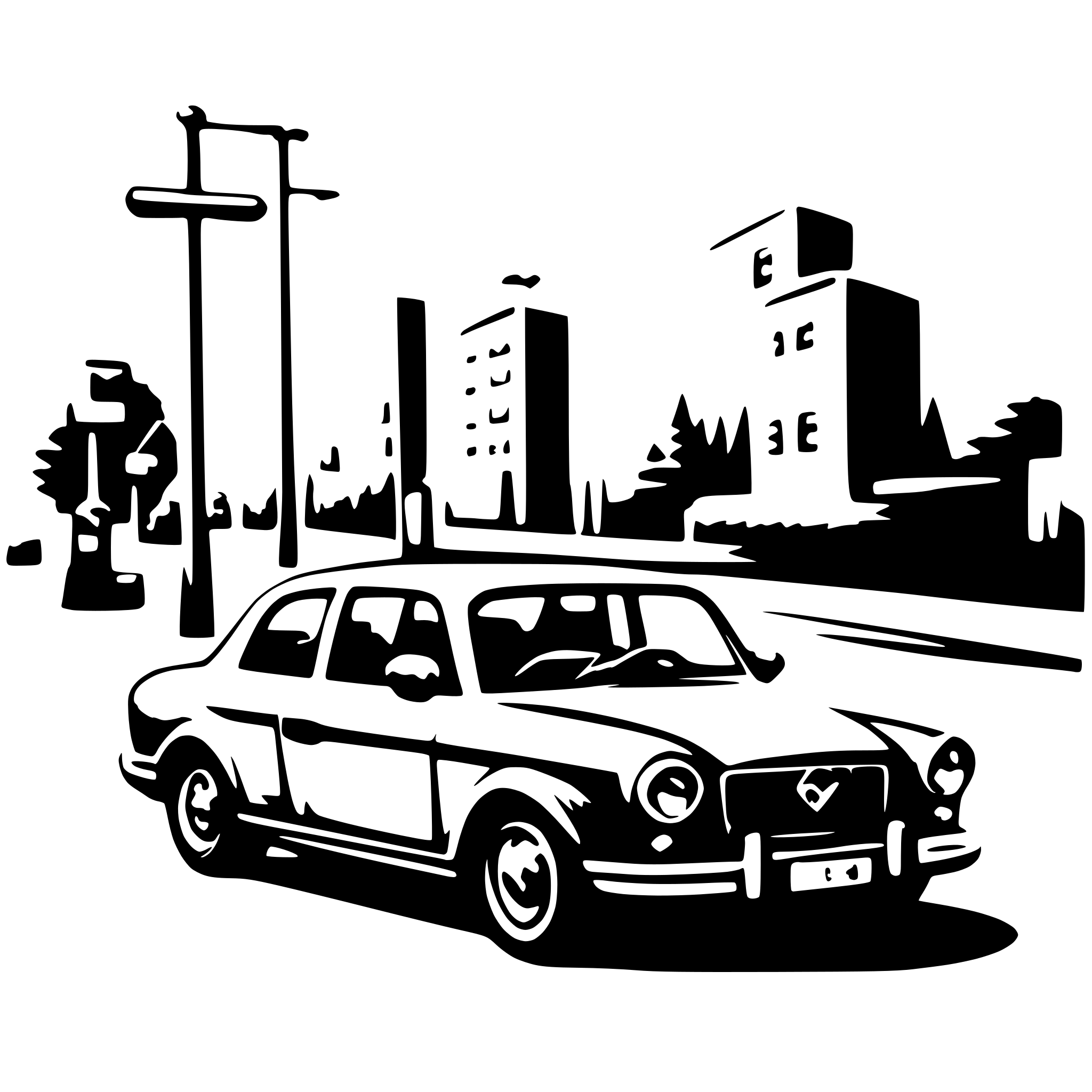 AI-generated SVG of 'a car in the street'
